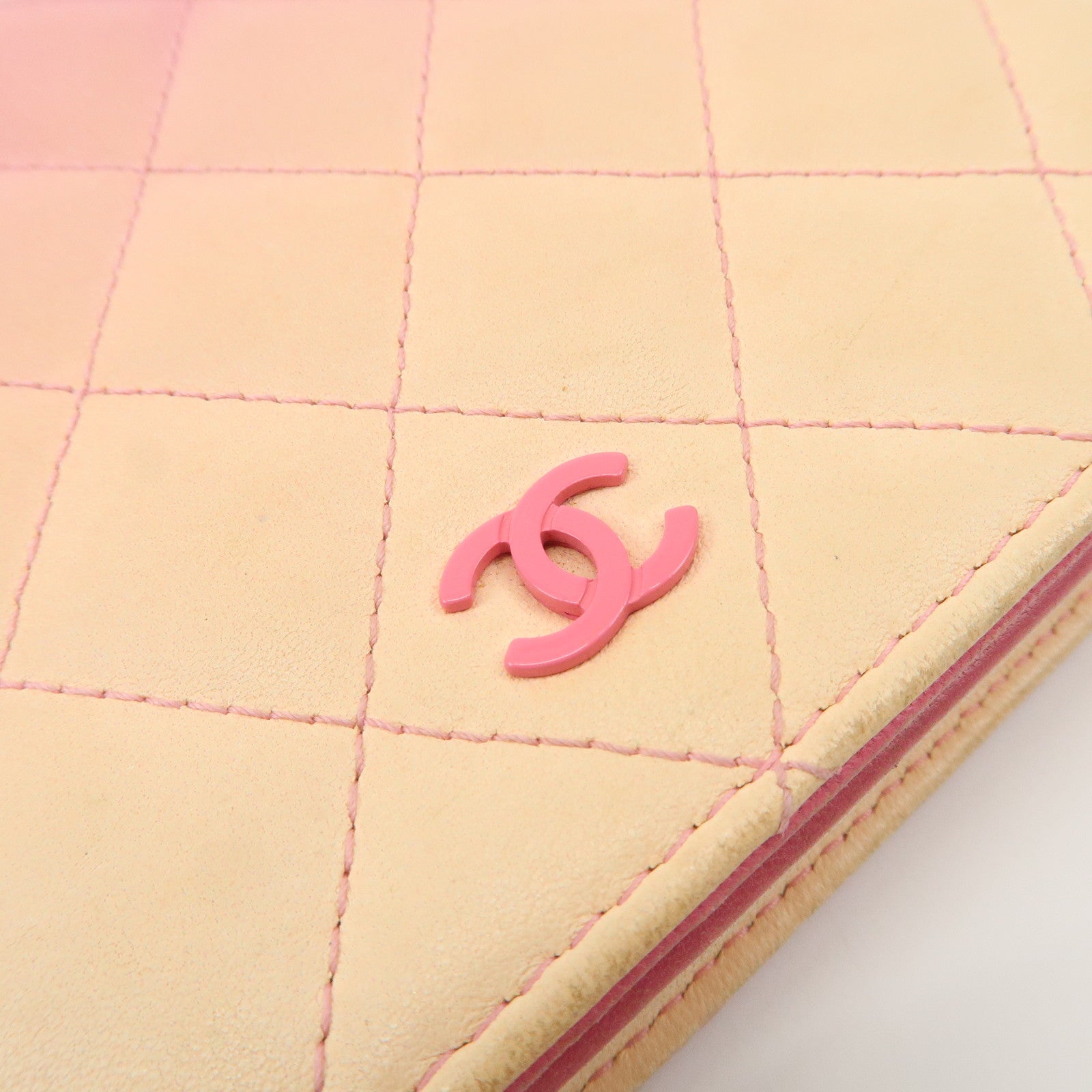 CHANEL Matelasse Leather COCO Mark Chain Shoulder Bag Pink Used