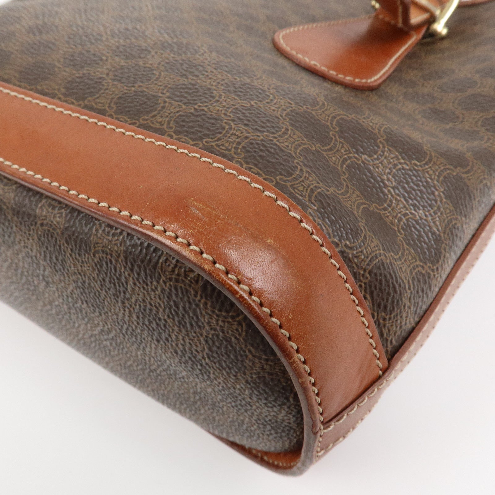 CELINE Macadam PVC Leather Shoulder Bag Hand Bag Brown
