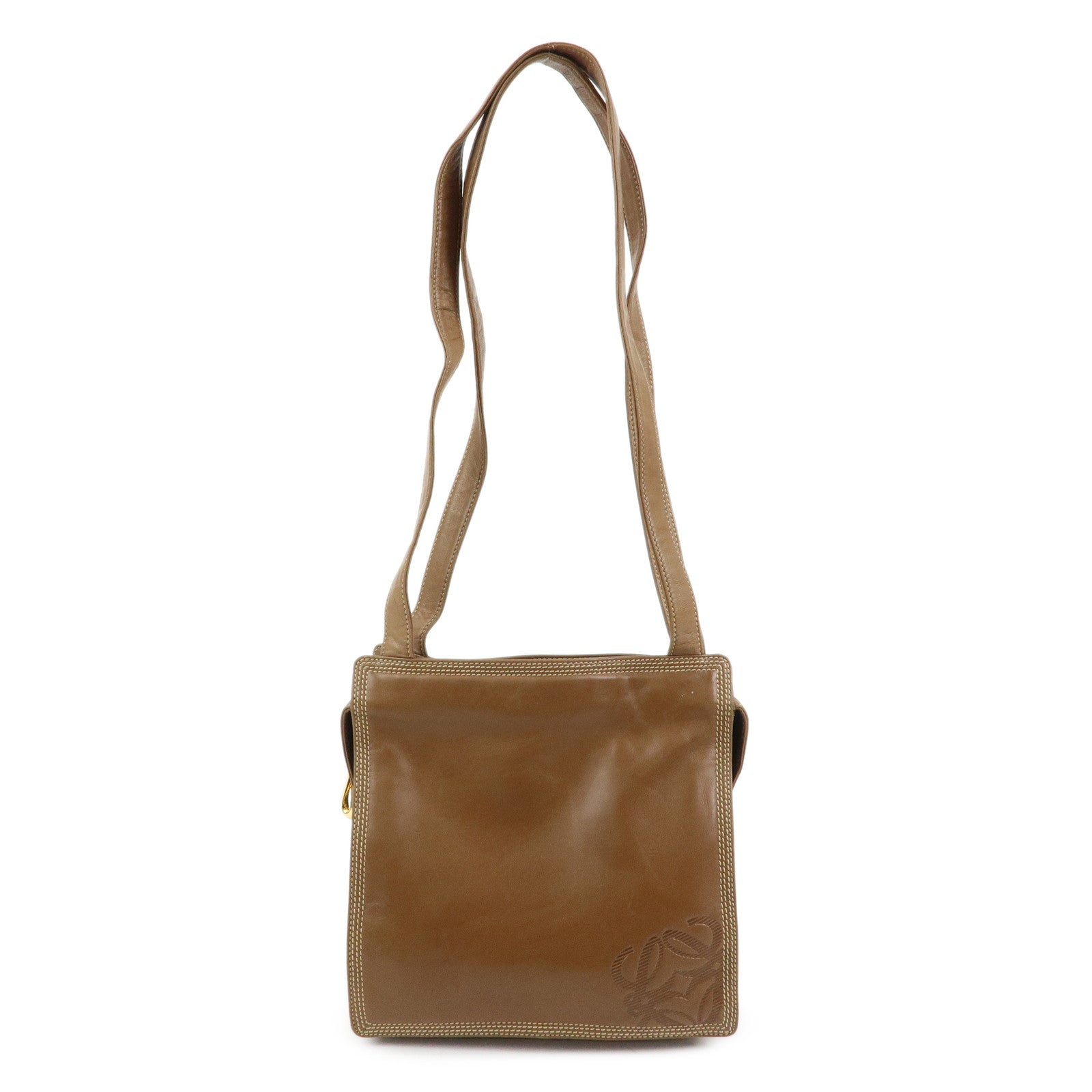LOEWE Anagram Nappa Leather Shoulder Bag Hand Bag Brown