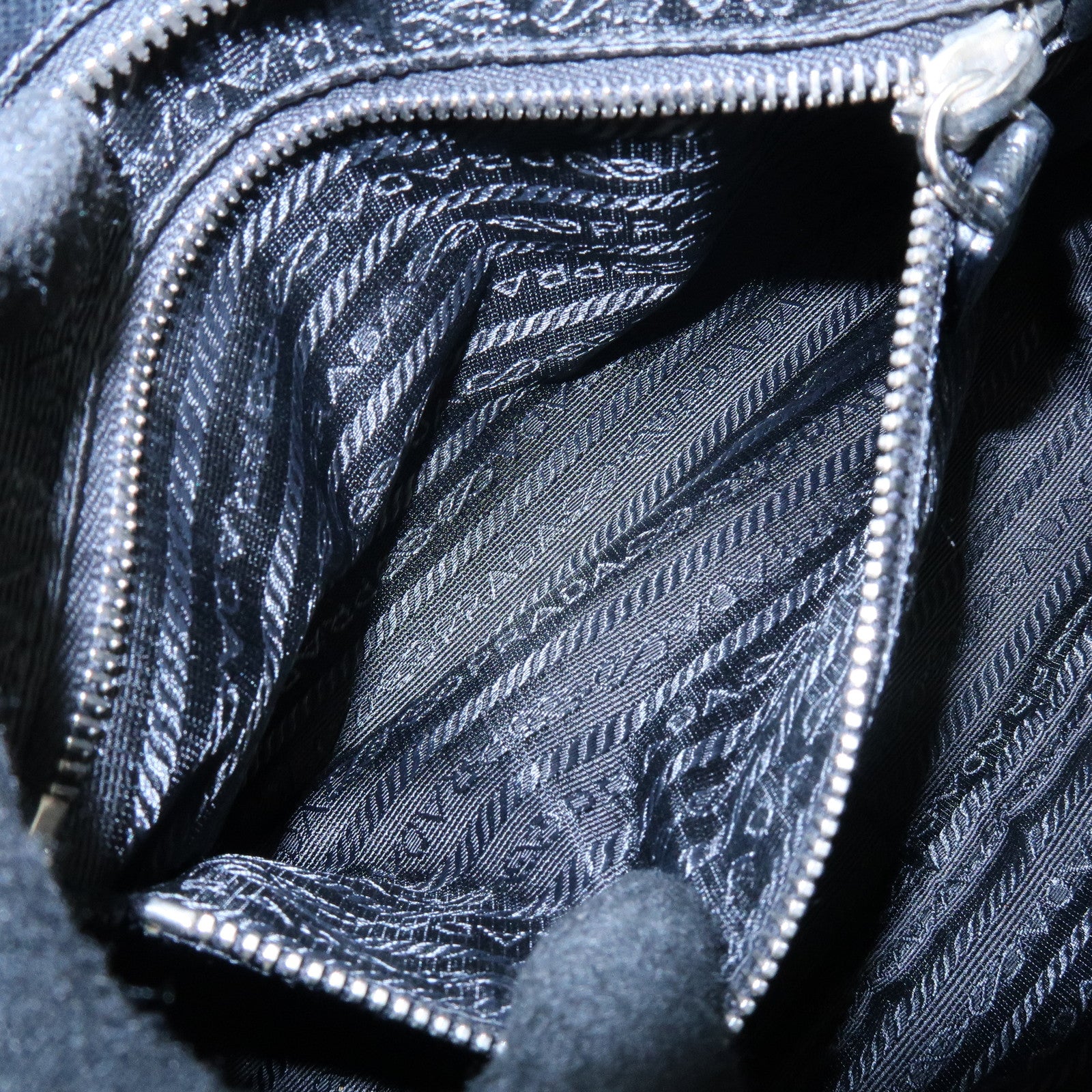 PRADA Triangle Logo Saffiano Leather Hand Bag Shoulder Bag Black