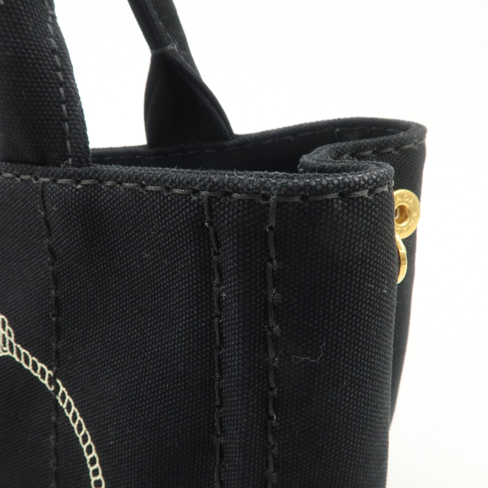 PRADA Canapa Mini Canvas 2Way Hand Bag Tote Bag Black 1BG439 Used