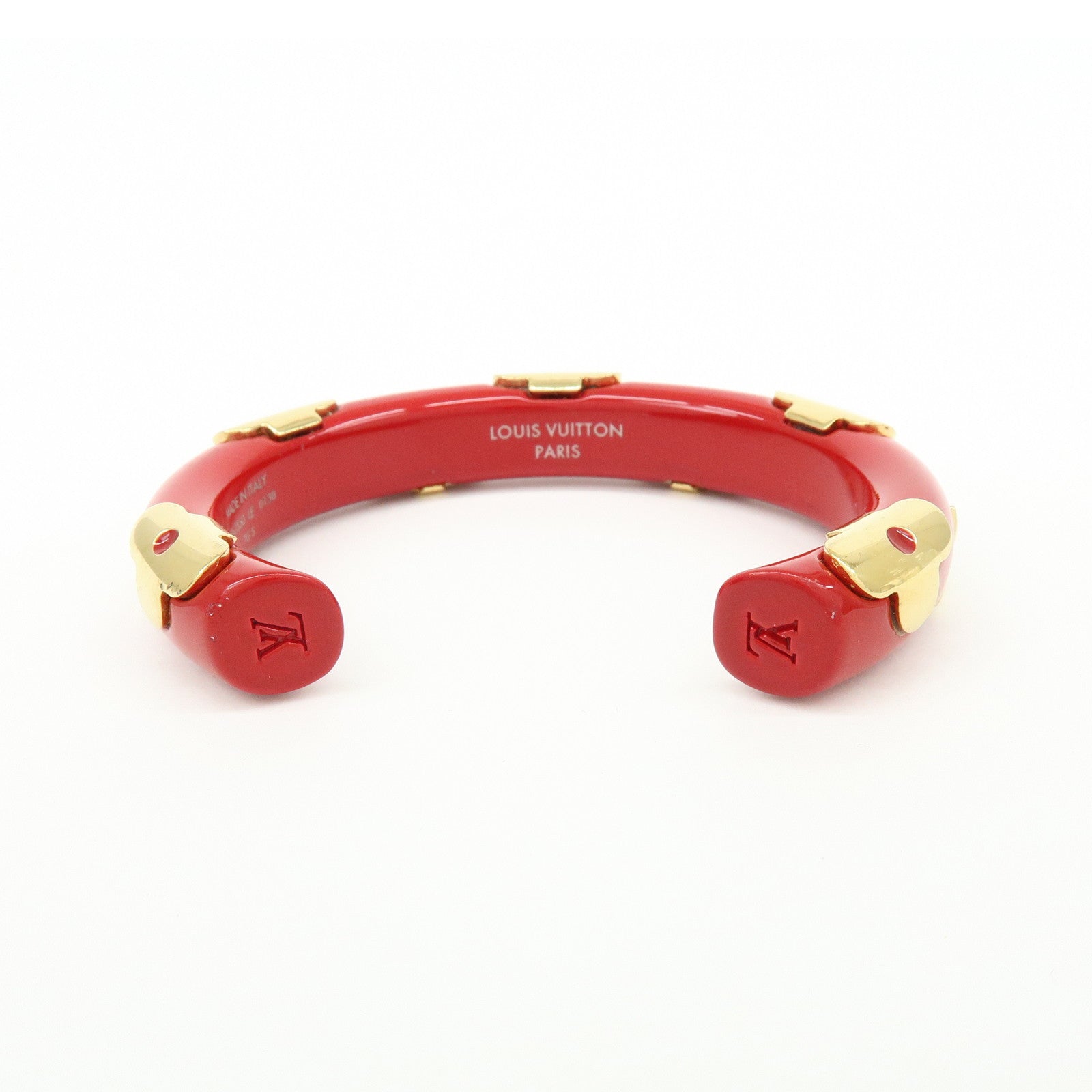 Louis Vuitton Monogram Ceramic Metal Bracelet Bangle Red Gold