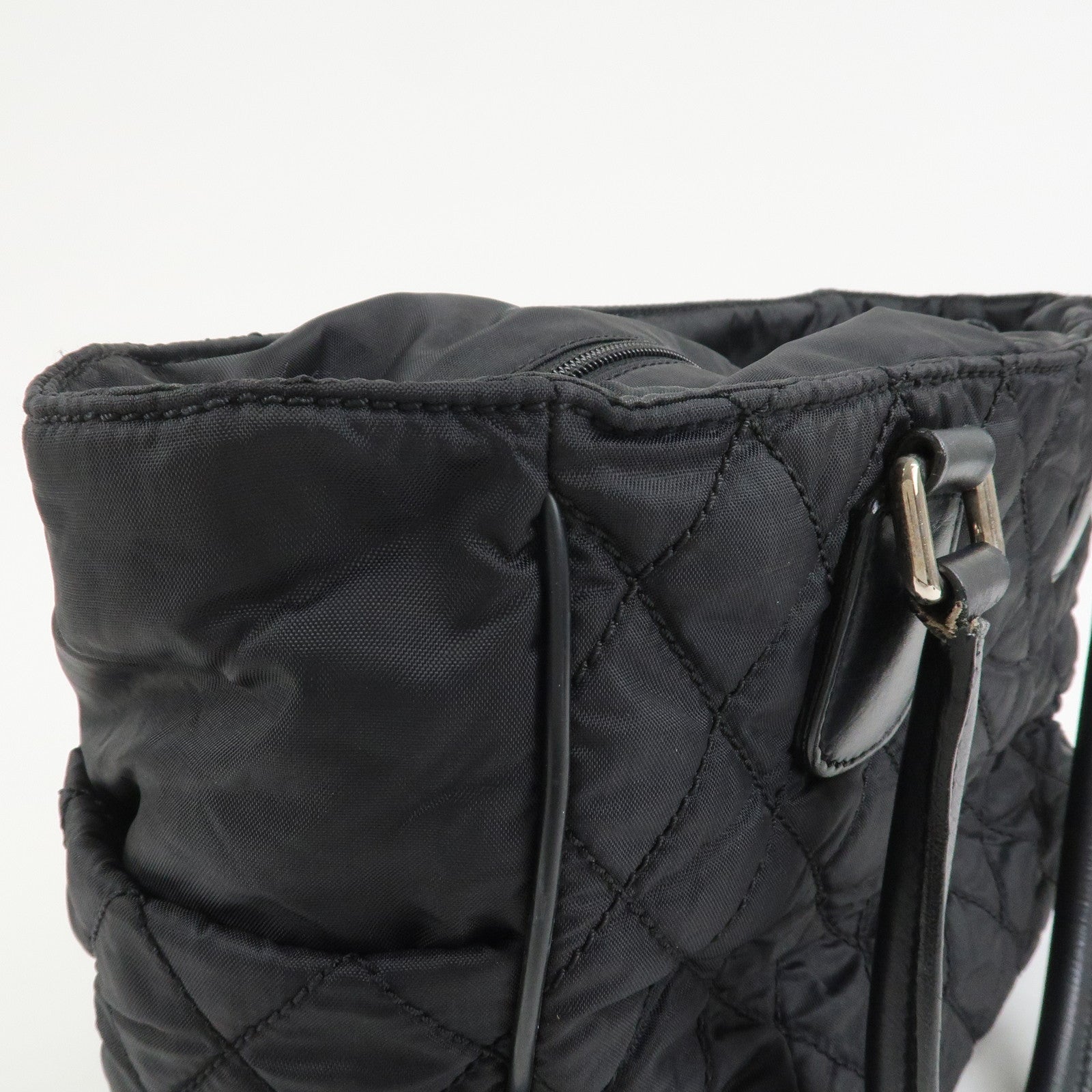 CHANEL Paris New York COCO Mark Nylon Leather Tote Bag Black A33100