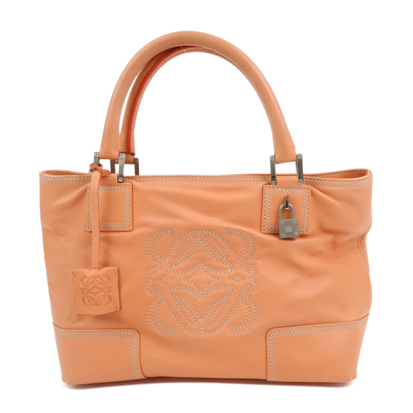 LOEWE Anagram Nappa Leather Hand Bag Tote Bag Pink