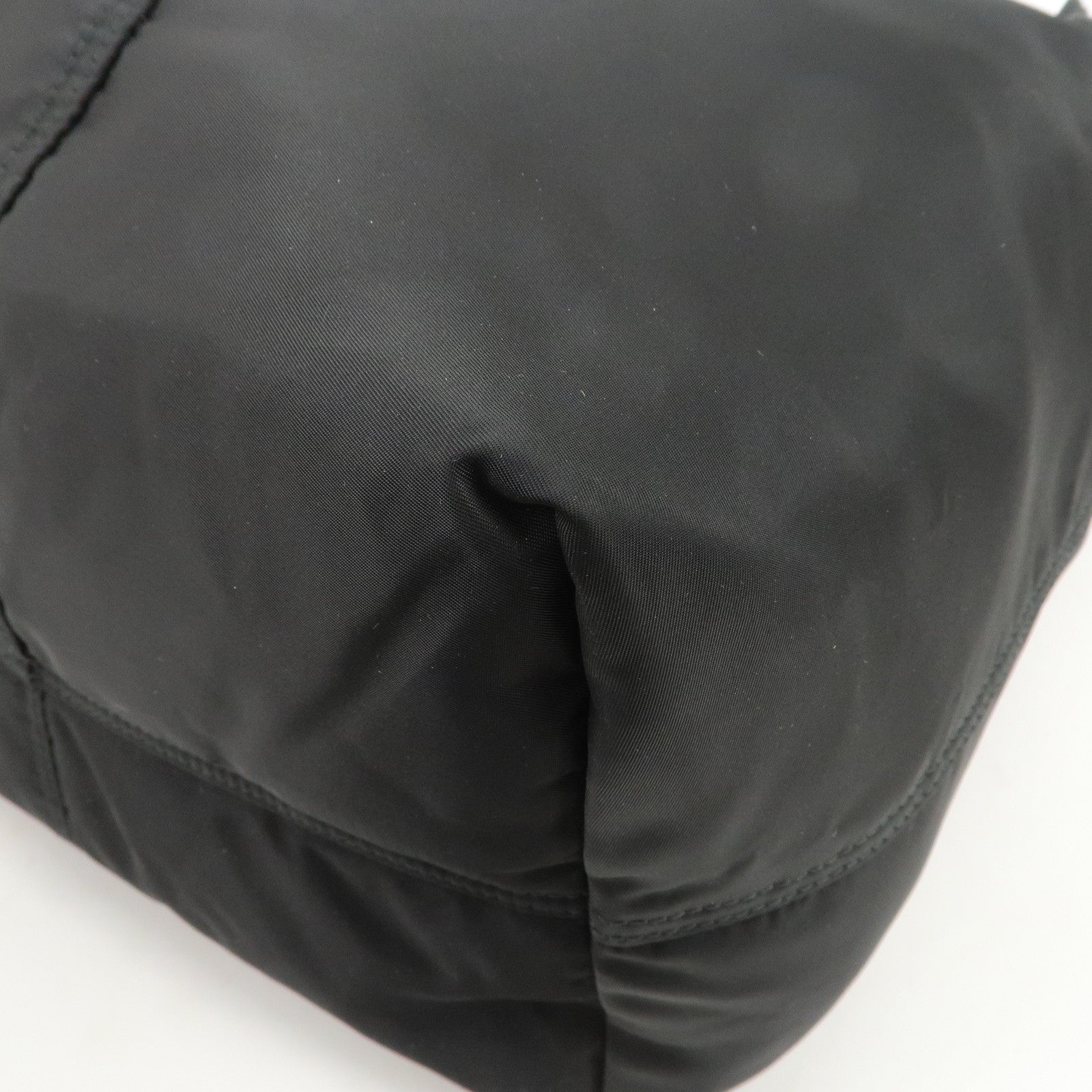 PRADA Etiquette Nylon Leather Tote Bag Shoulder Bag Black 1BG184