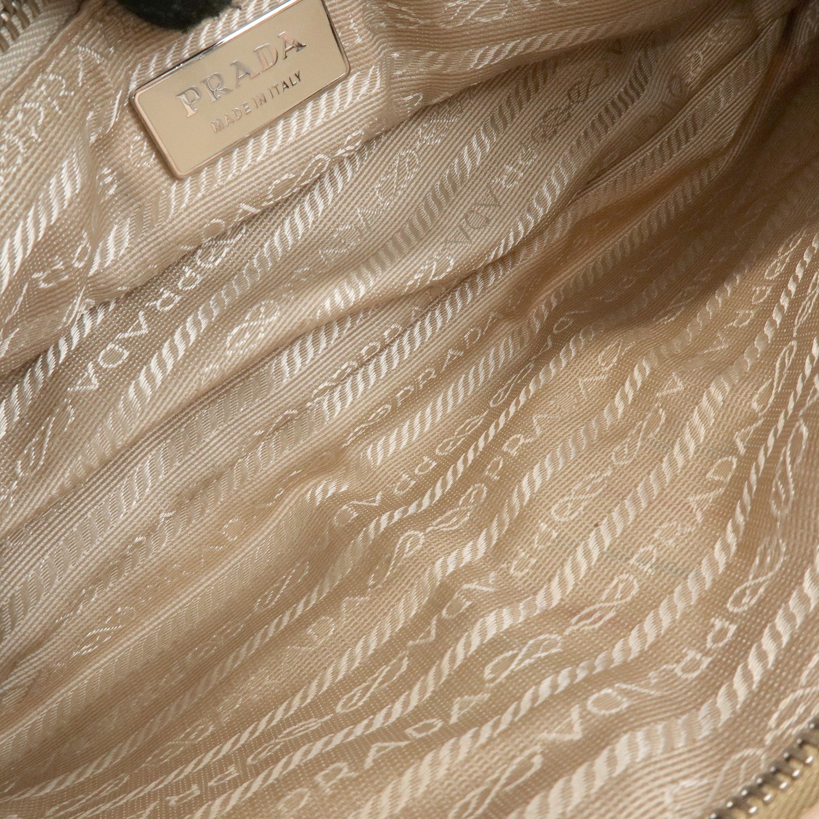 PRADA Triangle Logo Nylon Leather Shoulder Bag Beige Pink BR2417