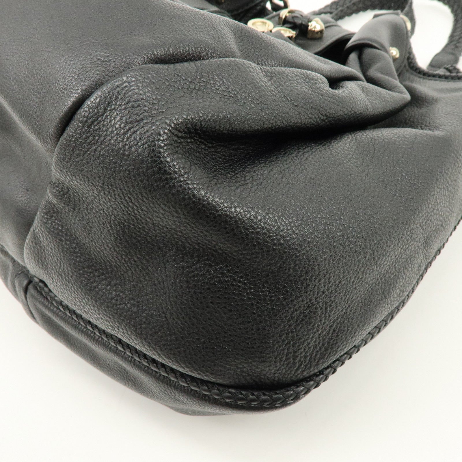 GUCCI Marrakech Leather Shoulder Bag Tote Bag Black 257029