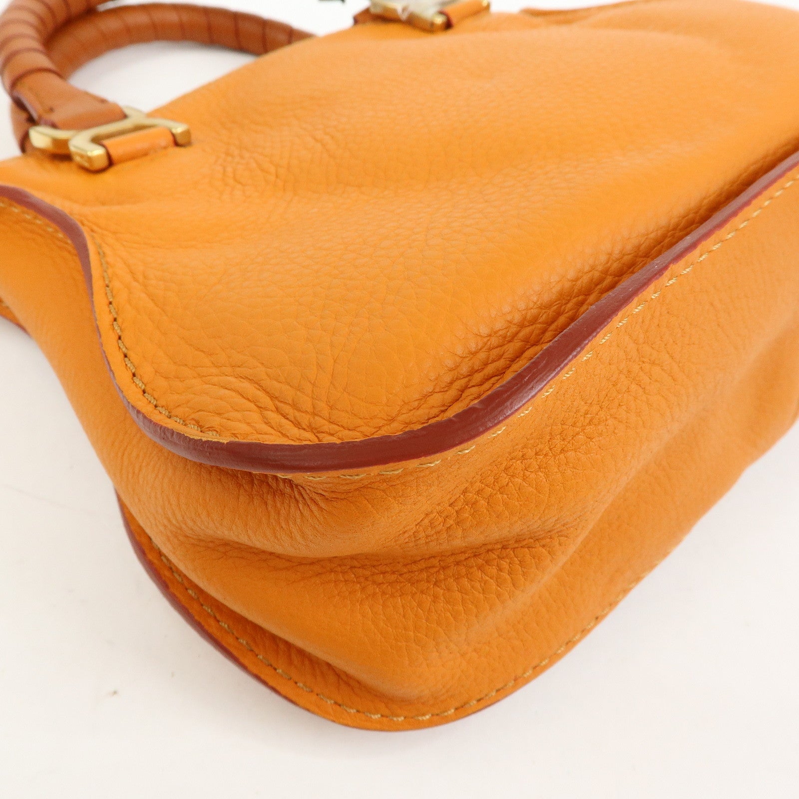 Chloe Marcy Leather 2Way Bag Hand Bag Shoulder Bag Orange