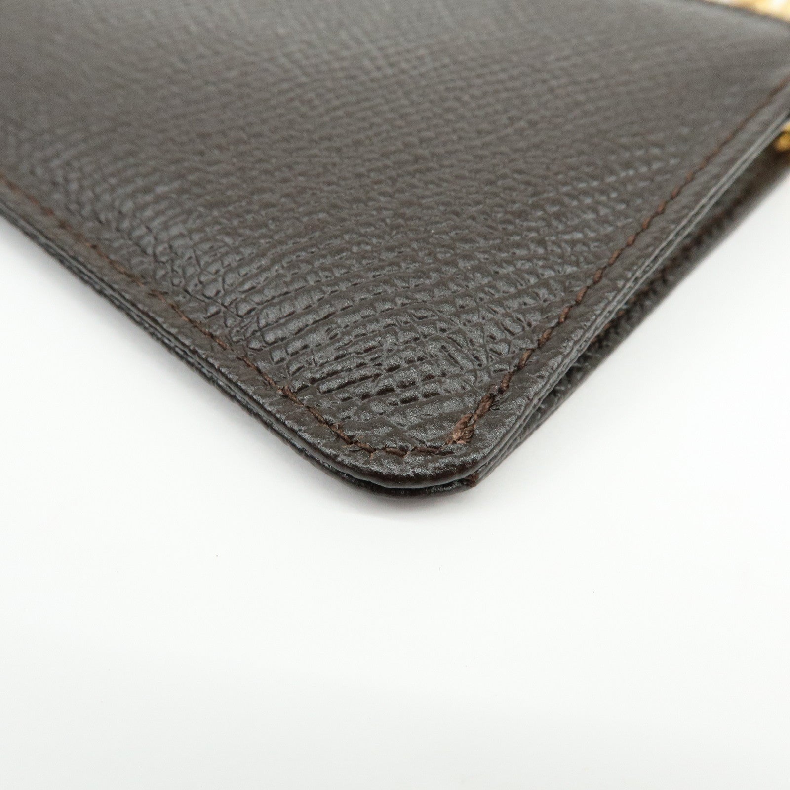 BVLGARI Leather Coin Case Coin Purse Key Chain Dark Brown