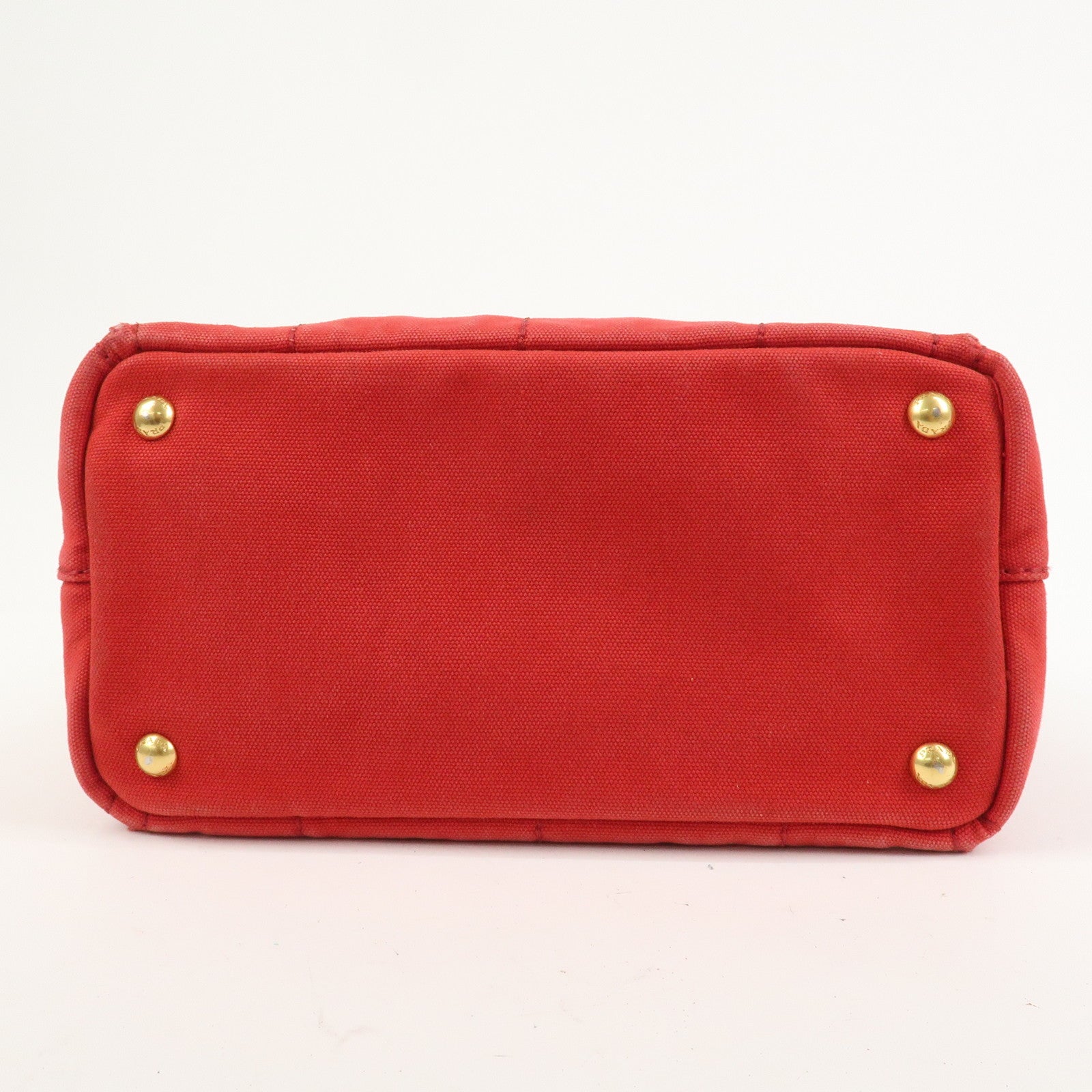 PRADA Logo Canapa Mini Canvas Hand Bag Tote Bag Red BN2439