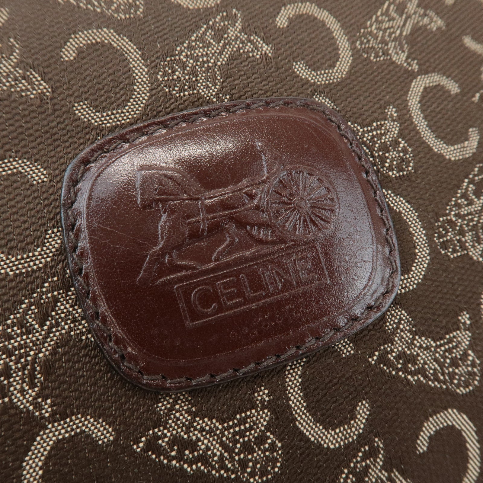 CELINE C Macadam Canvas Leather Pouch Brown