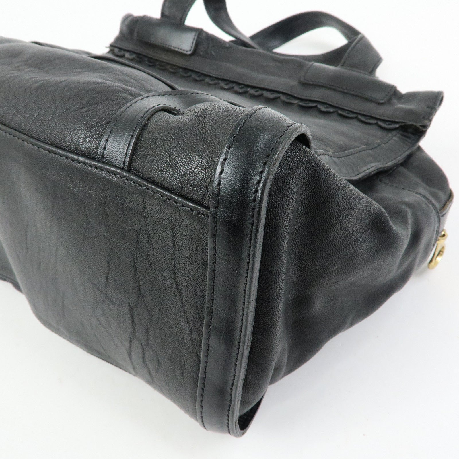 Chloe See by Chloe Leather Tote Bag Hand Bag Shoulder Bag Black