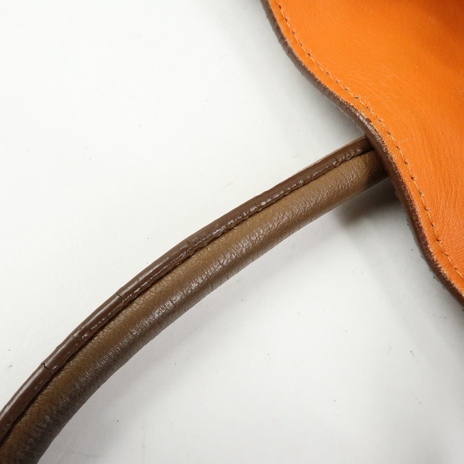 PRADA Leather Fringe Tote Bag Hand Bag Camel Orange