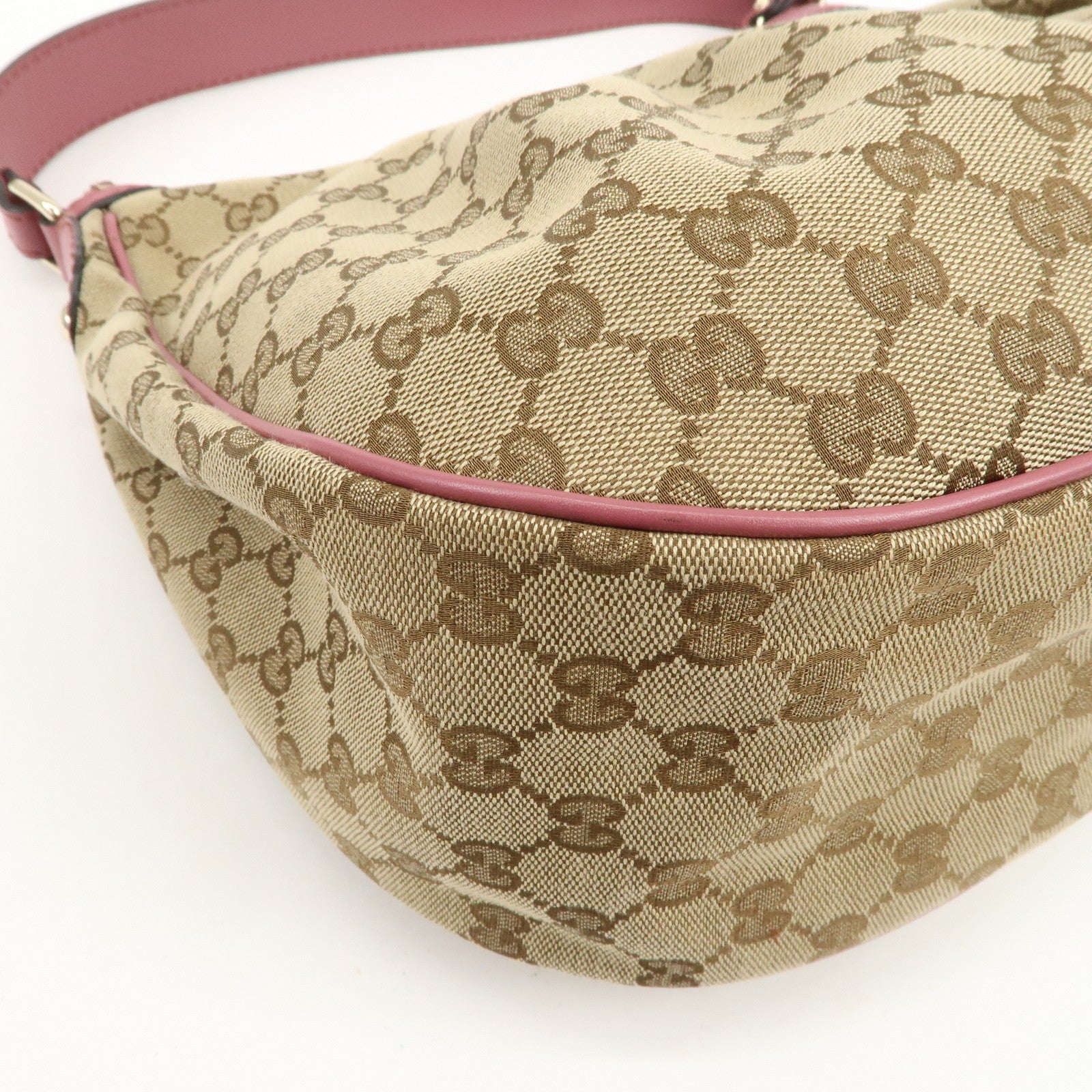 GUCCI Sukey Interlocking G GG Canvas Leather Shoulder Bag Beige