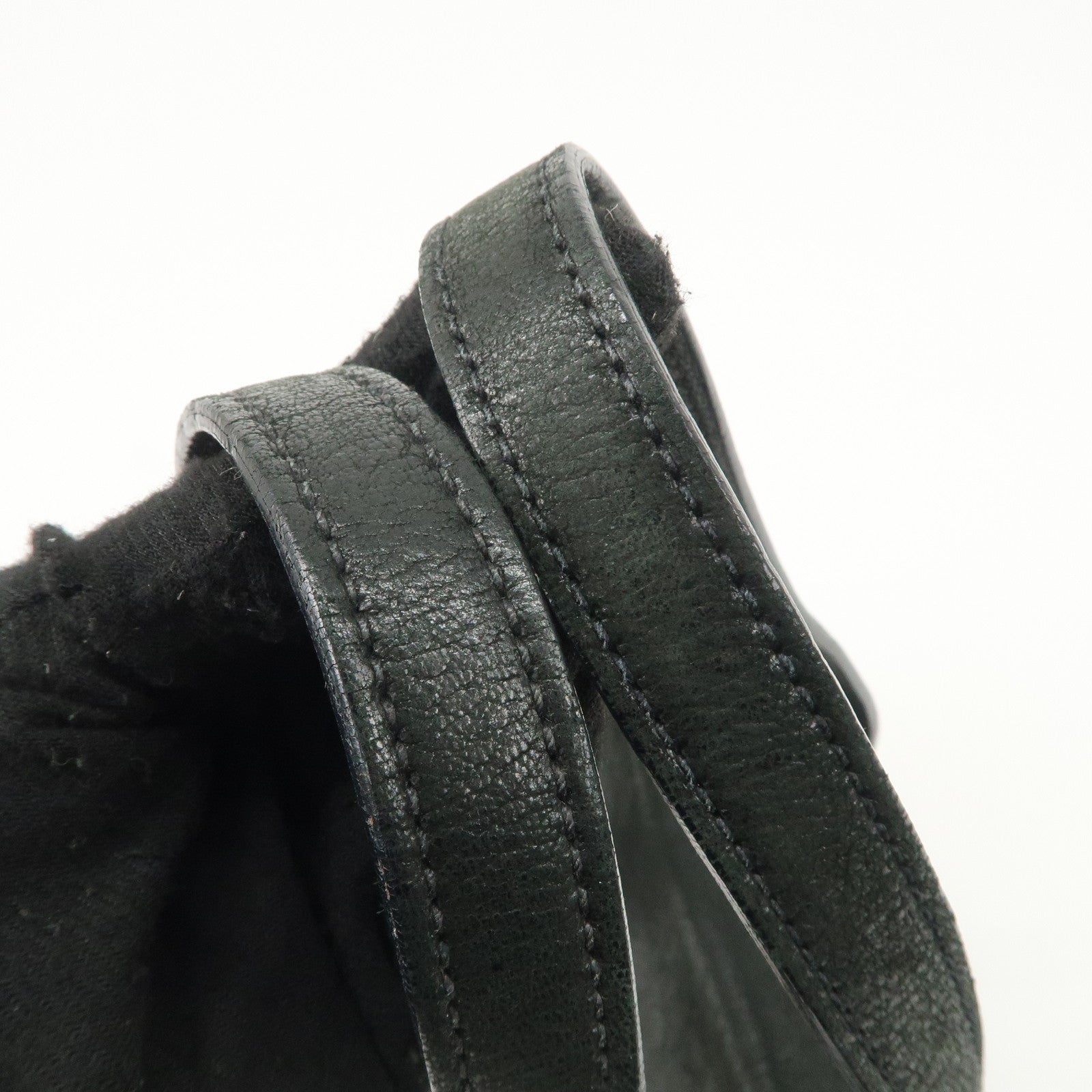 PRADA Leather Shoulder Bag Hand Bag Black BR3027 Used