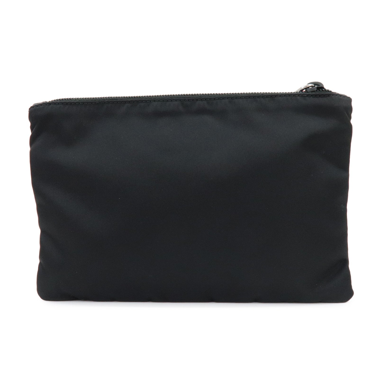 PRADA Triangle Logo Palm Tree Robot Motif Pouch Cosmetic Bag Black