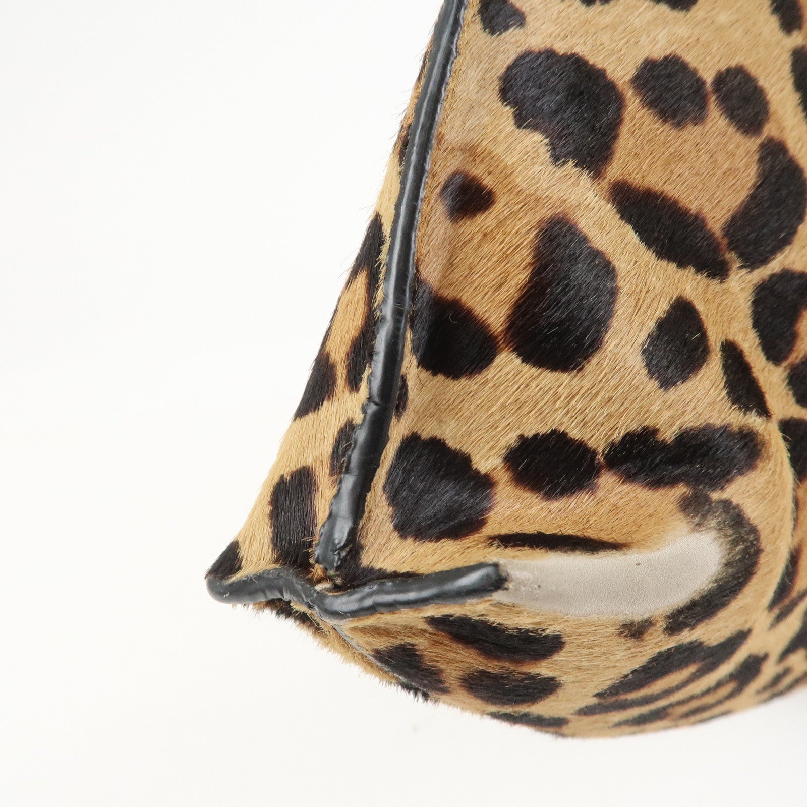 LOEWE Anagram Logo Unborn Calf Leather Clutch Bag Pouch Leopard