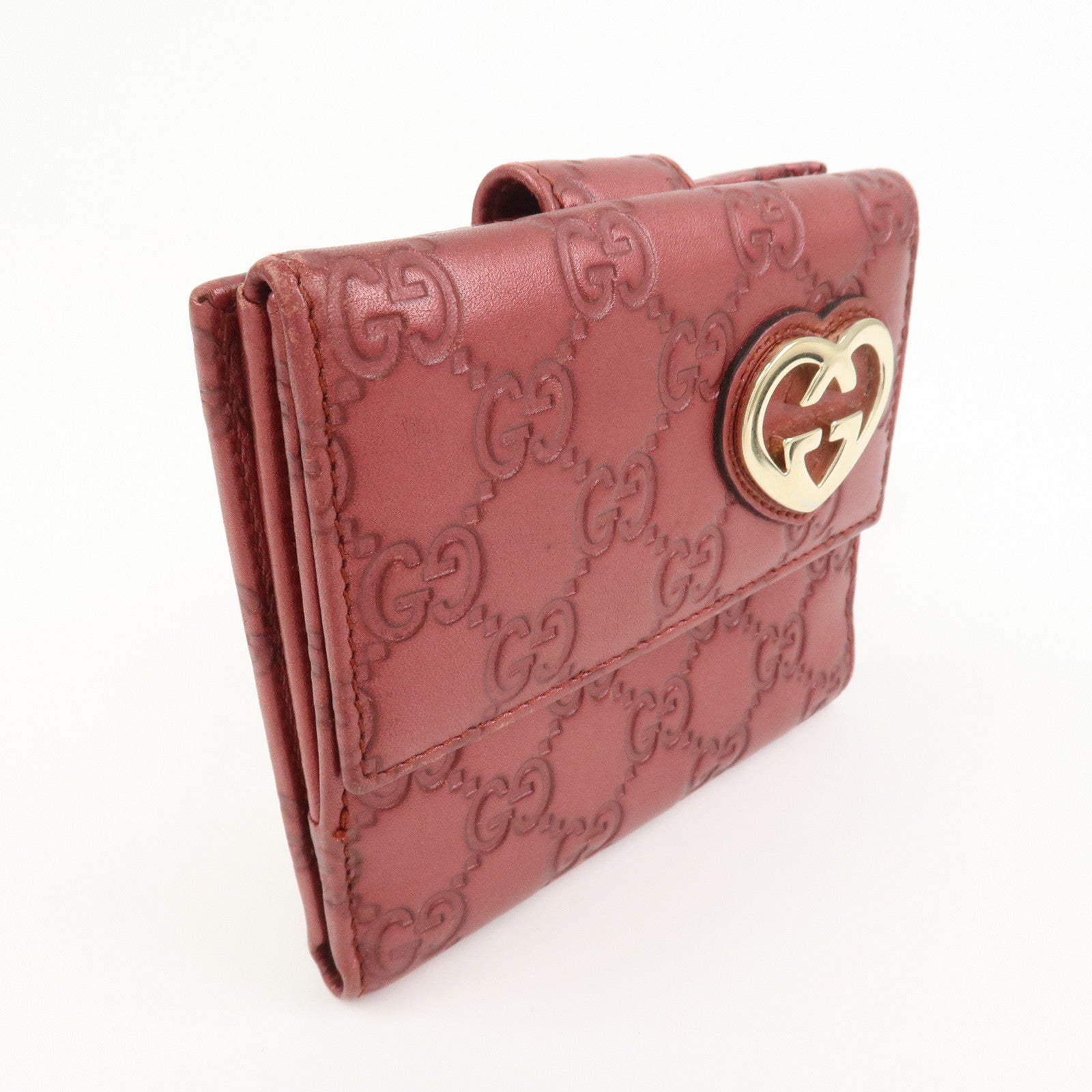 GUCCI Lovely Heart Guccissima W Hook Bi-fold Compact Wallet 245727