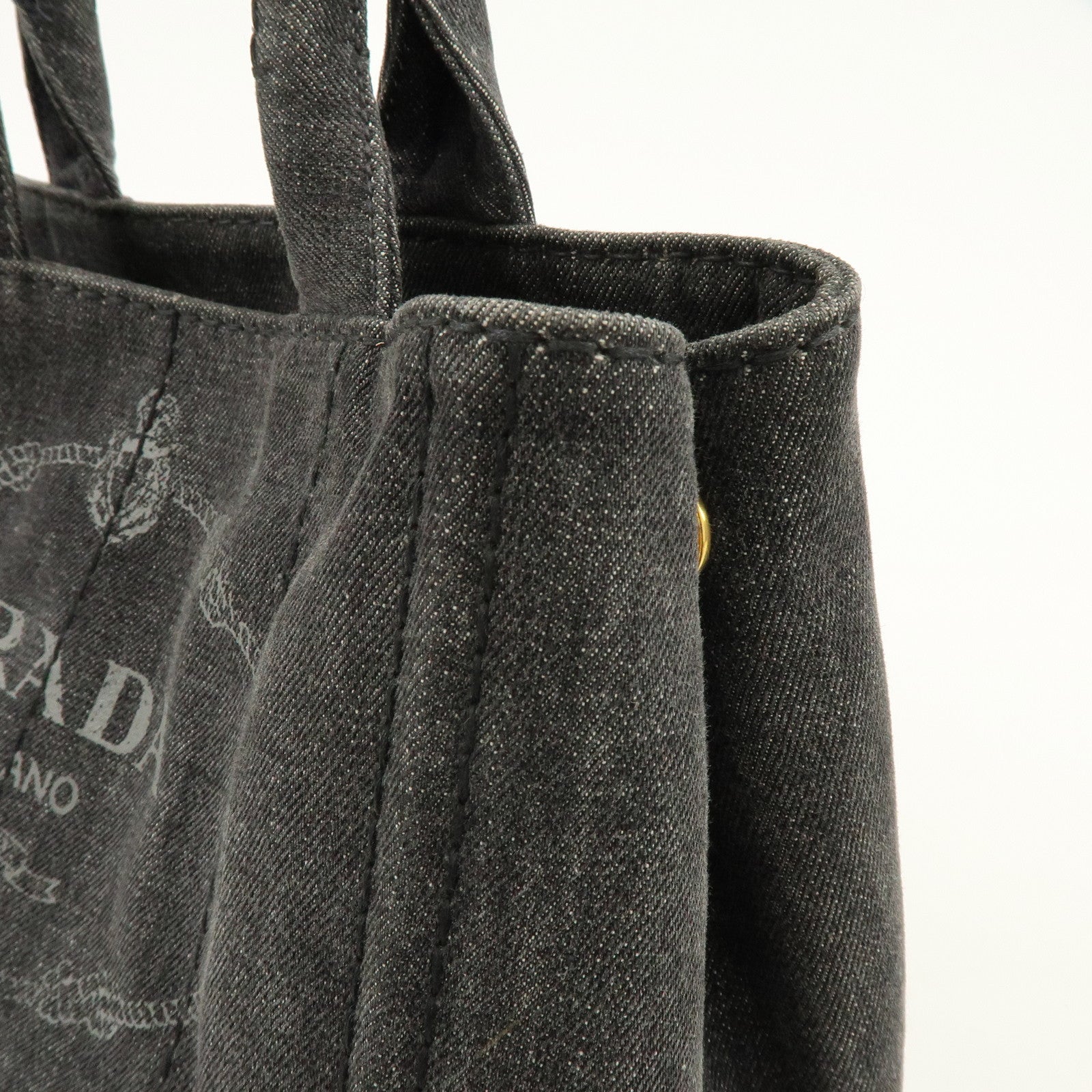 PRADA Canapa Canvas 2Way Bag Hand Bag Shoulder Bag Black