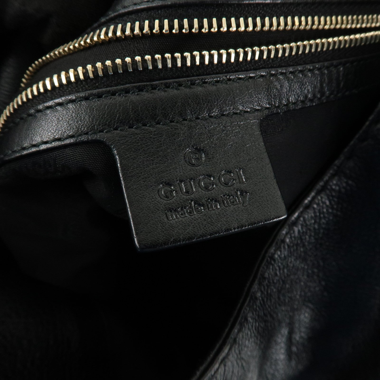 GUCCI Guccissima Leather Shoulder Bag Gold Hardware Black 203503 Used