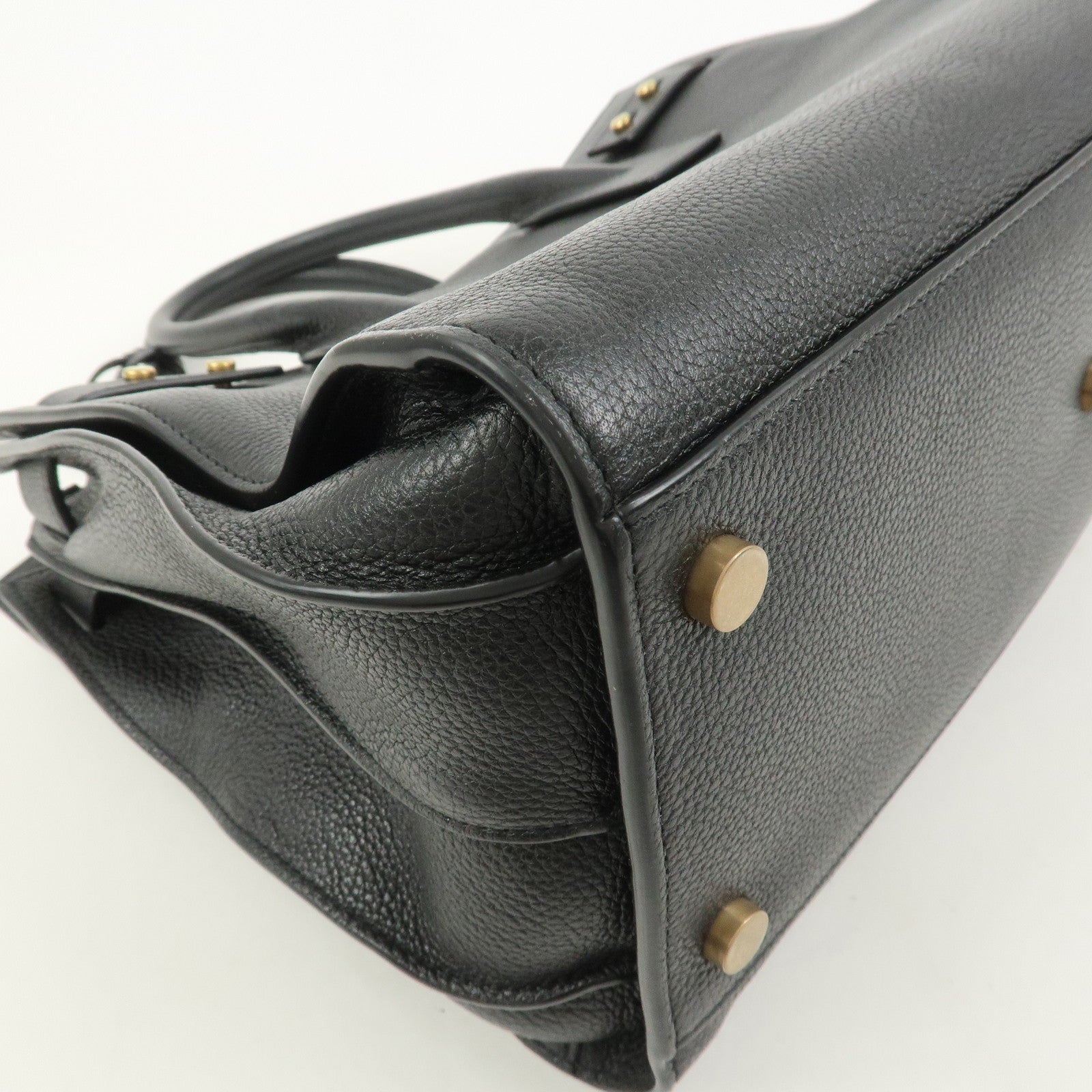 SAINT LAURENT PARIS Grain Calf Leather 2Way Bag Black 717447
