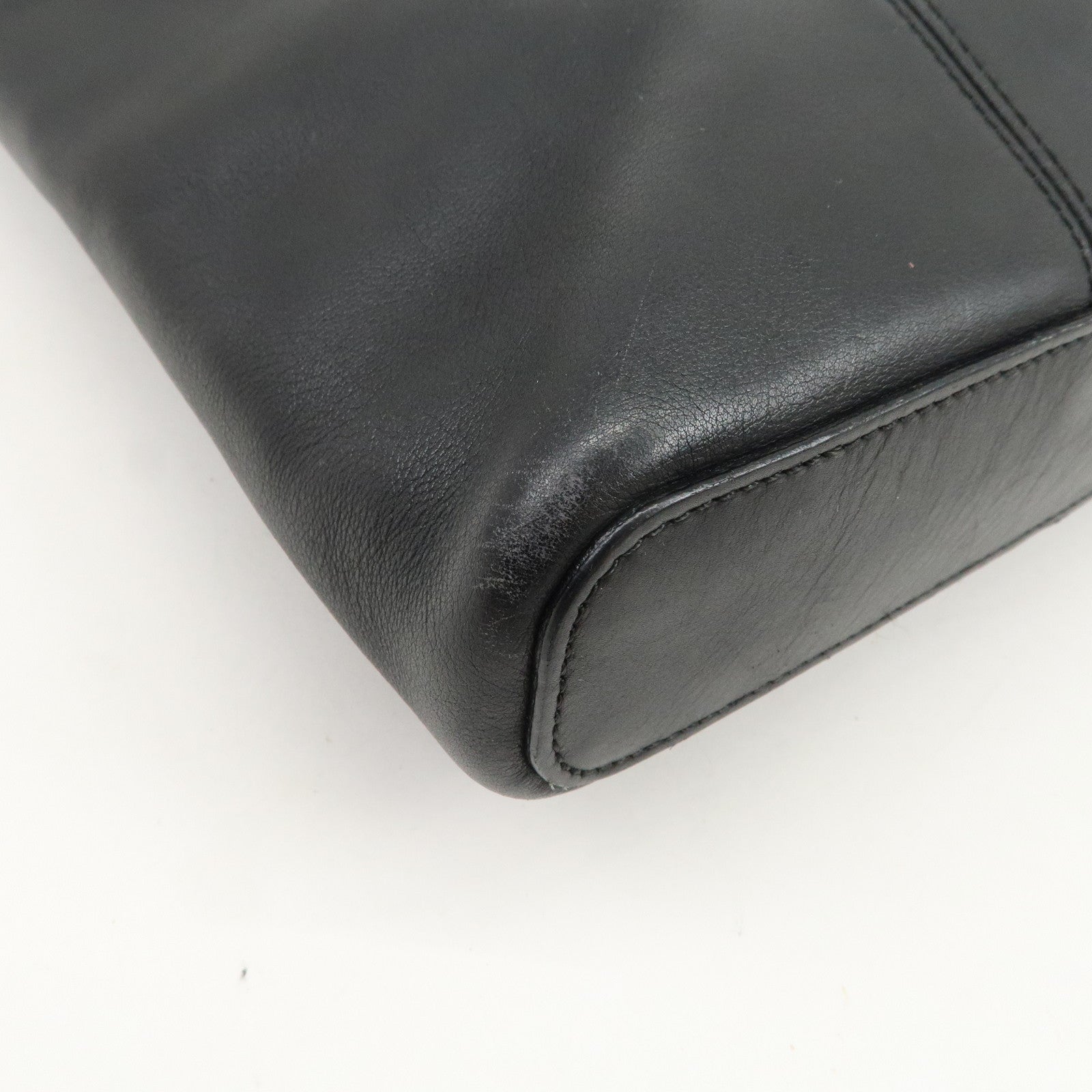 LOEWE Logo Leather Tote Bag Hand Bag Shoulder Bag Black