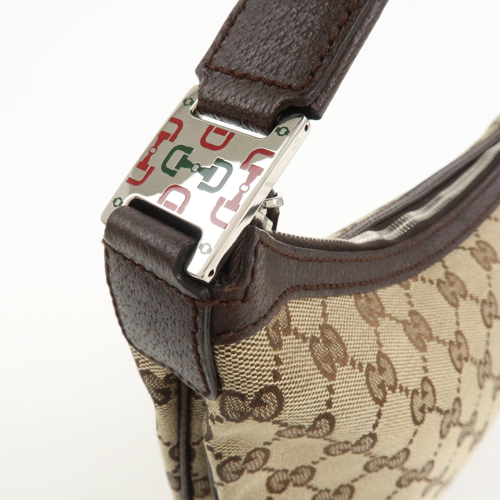 GUCCI Sherry Line GG Canvas Leather Shoulder Bag Beige 145812