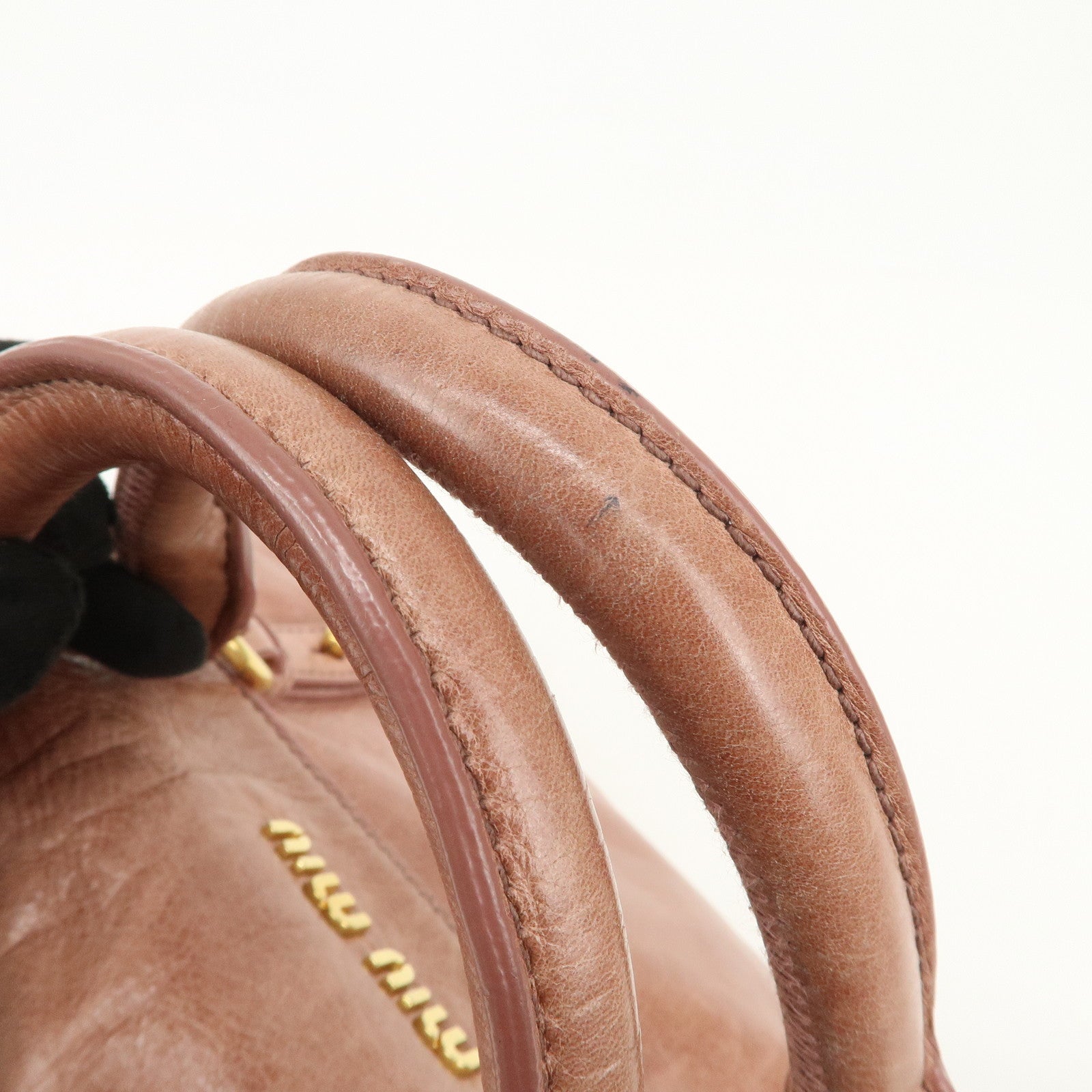 MIU MIU Logo Leather Ribbon 2Way Bag Shouler Bag Hand Bag RT0365