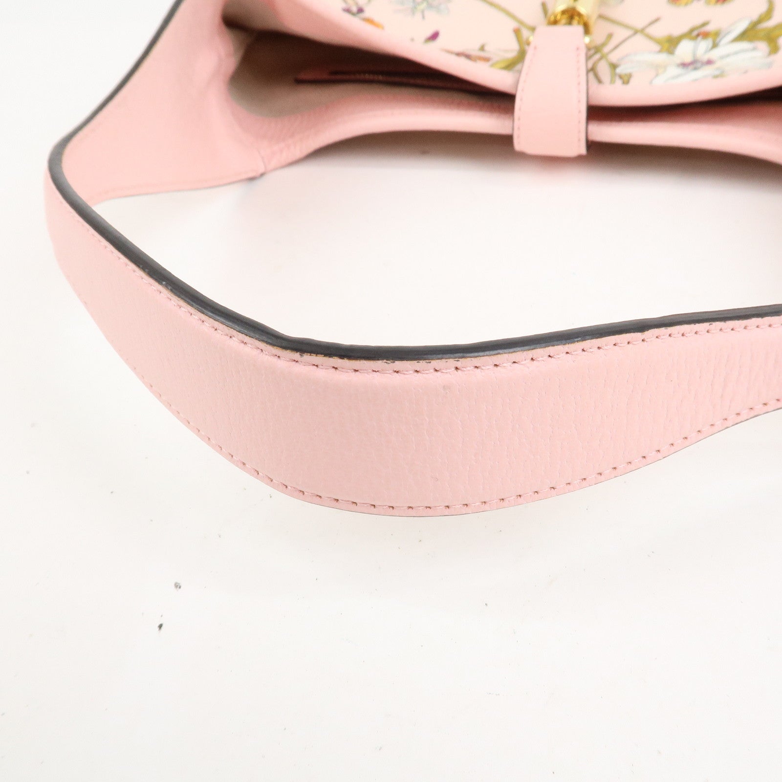 GUCCI New Jackie Flora Canvas Leather Shoulder Bag Hand Bag Pink 550152