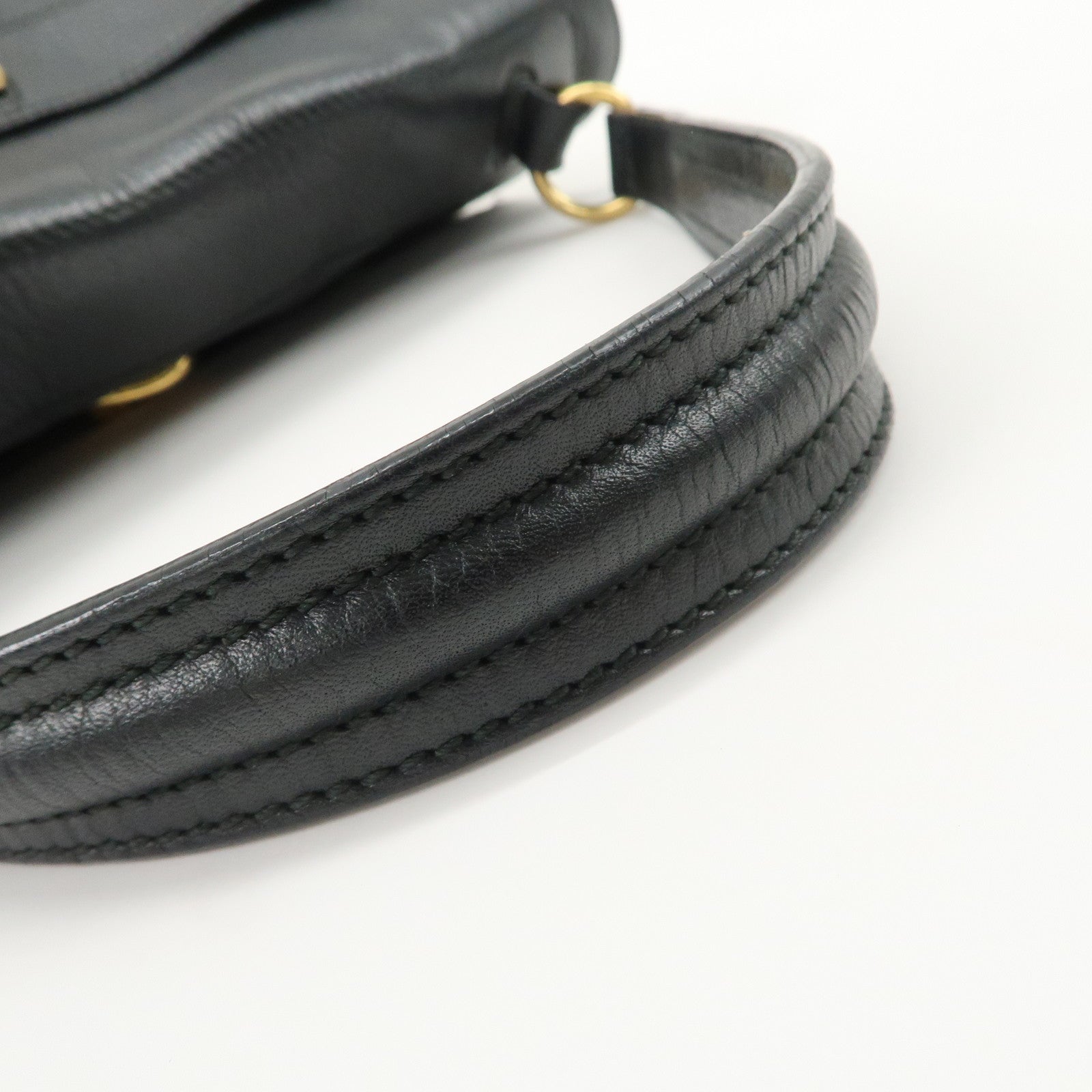 SAINT LAURENT Leather Shoulder Bag Black Brown Gold HDW 229680