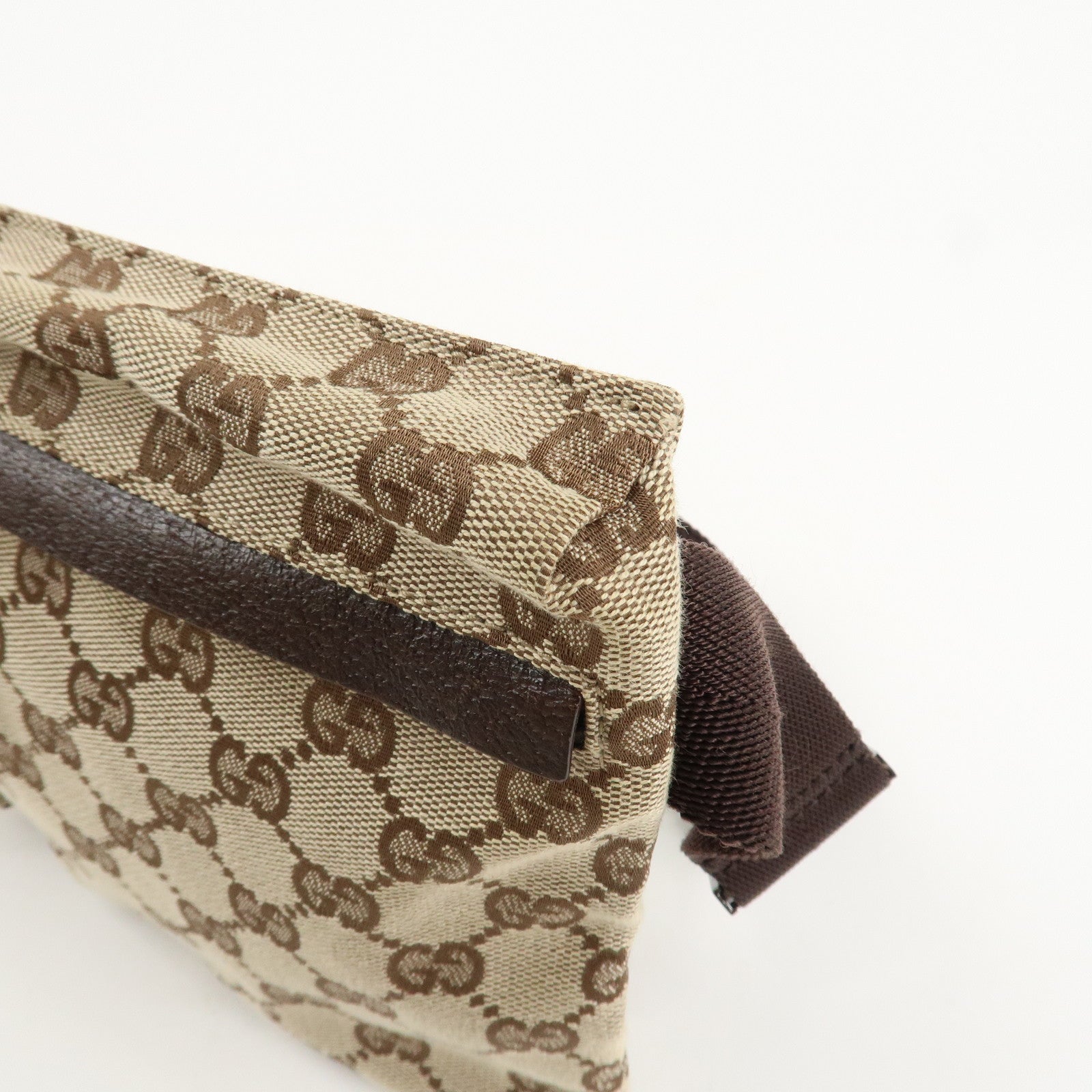 GUCCI GG Canvas Leather Waist Bag Crossbody Bag Beige Brown 28566 Used