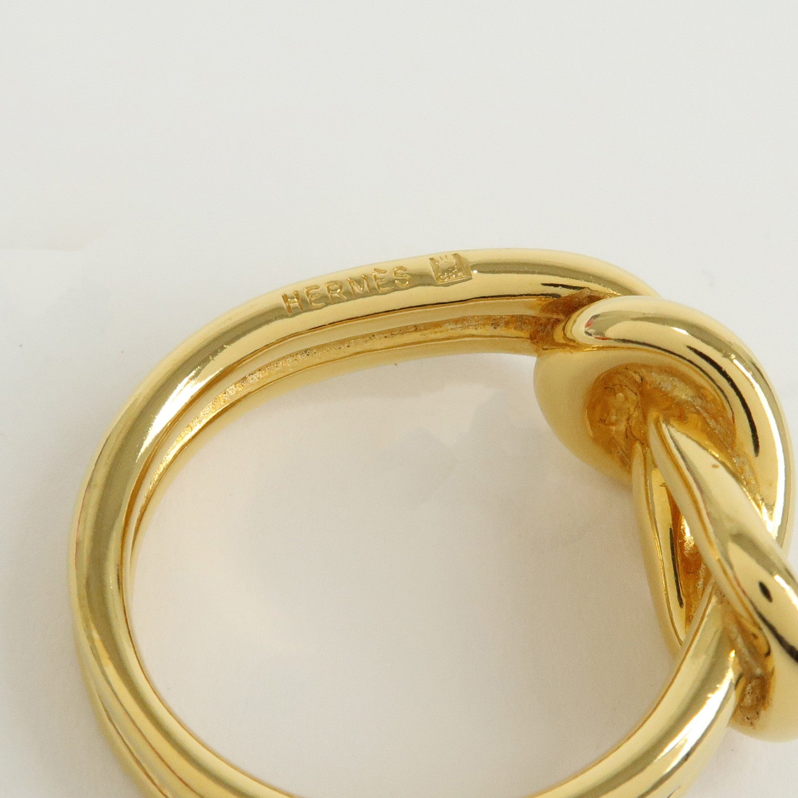 HERMES Atame Metal Scarf Ring Scarf Charm Gold