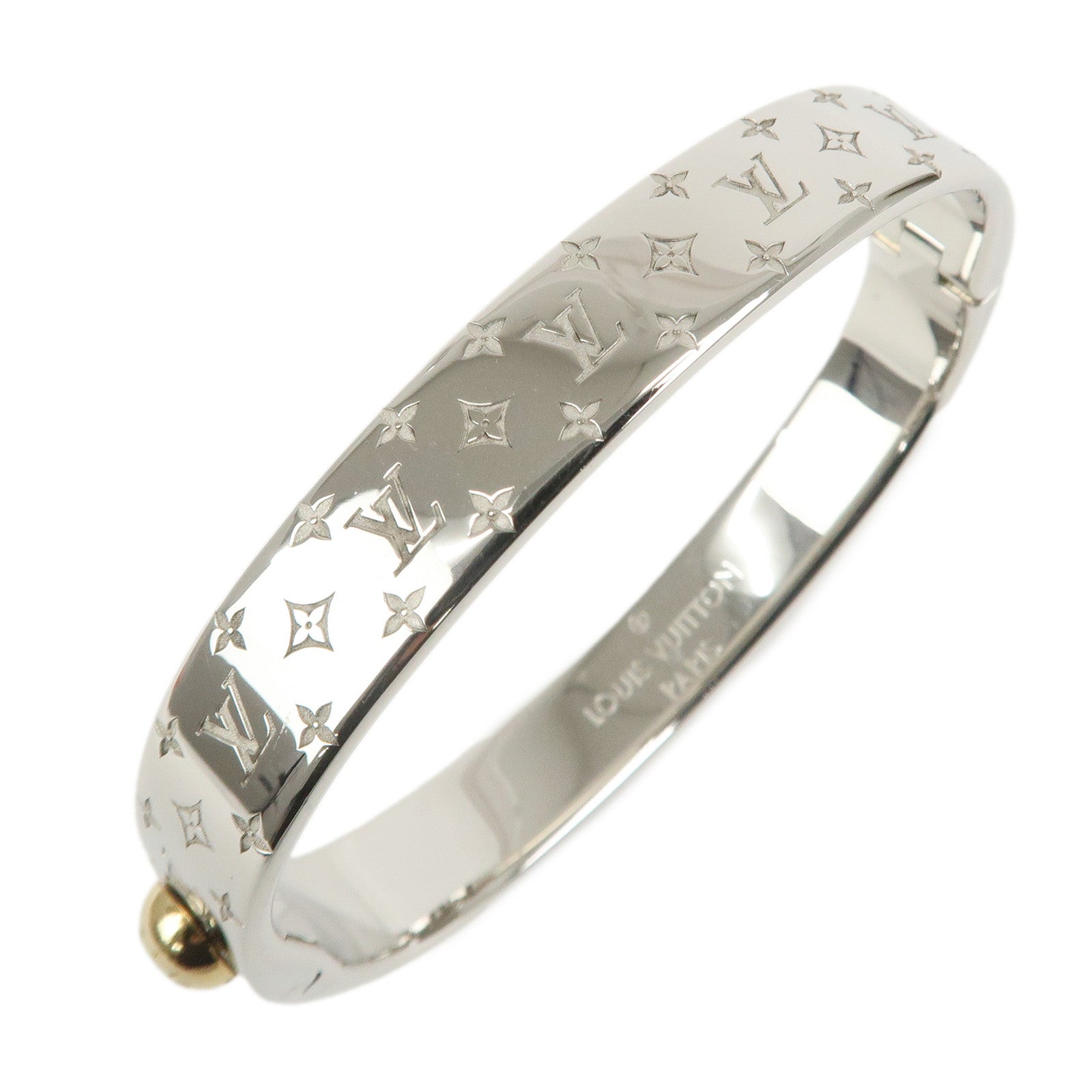 Louis Vuitton Nanogram Cuff Size S Bracelet Palladium M00249