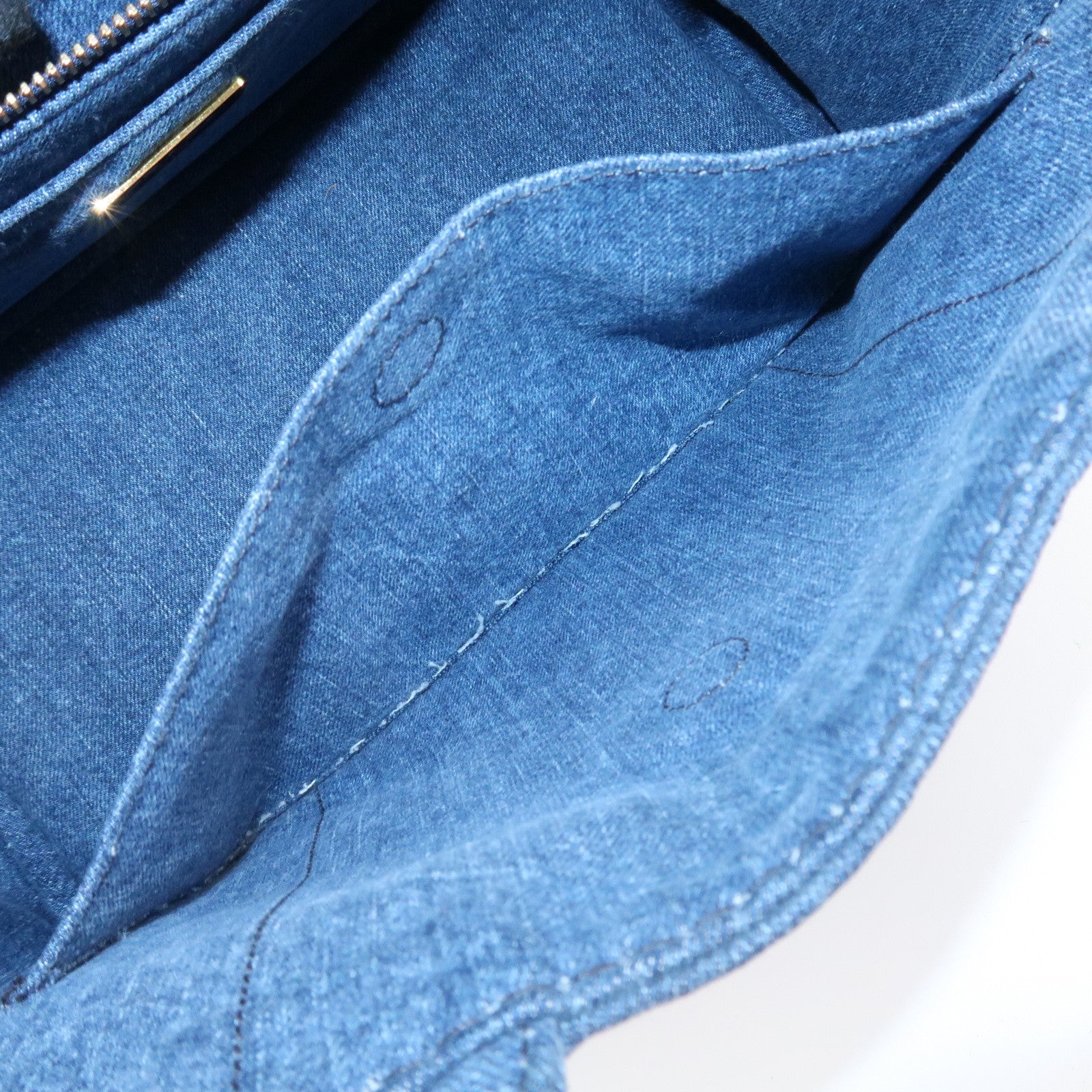 PRADA Logo Canapa Mini Denim 2Way Tote Bag Shoulder Bag Blue 1BG439 Used