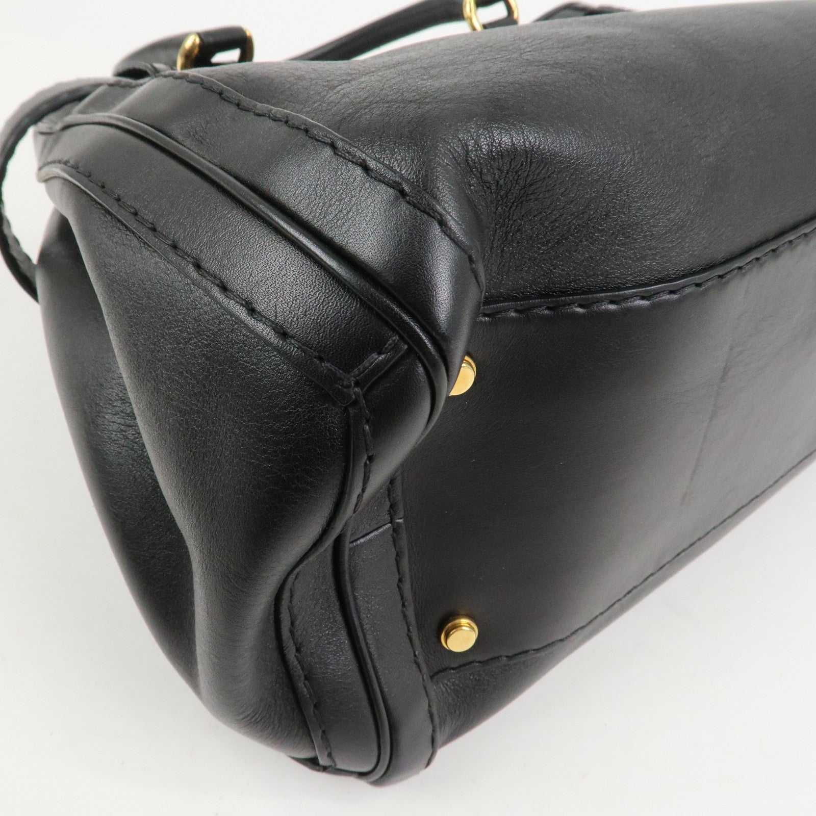 GUCCI GG Running Calf Leather Tote Bag Hand Bag Black 247183