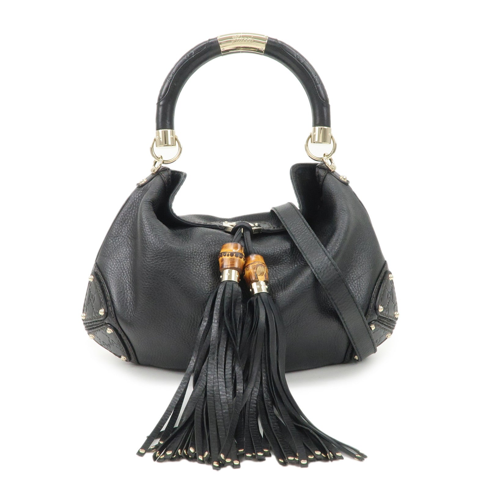 GUCCI Guccissima Leather 2Way Shoulder Bag Black 185566