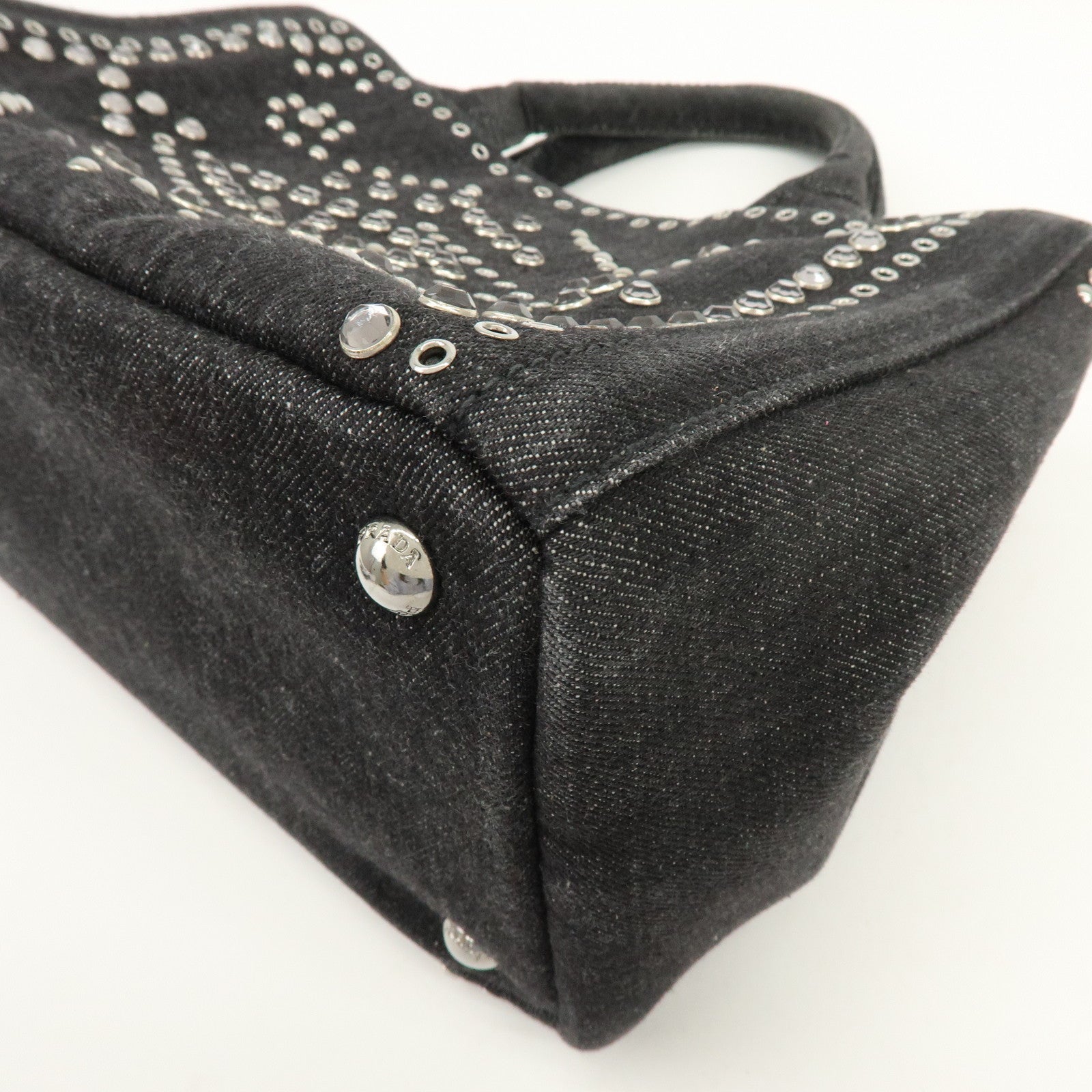 PRADA Triangle Logo Canapa Mini Bijou Denim Canvas 2Way Bag BN2439