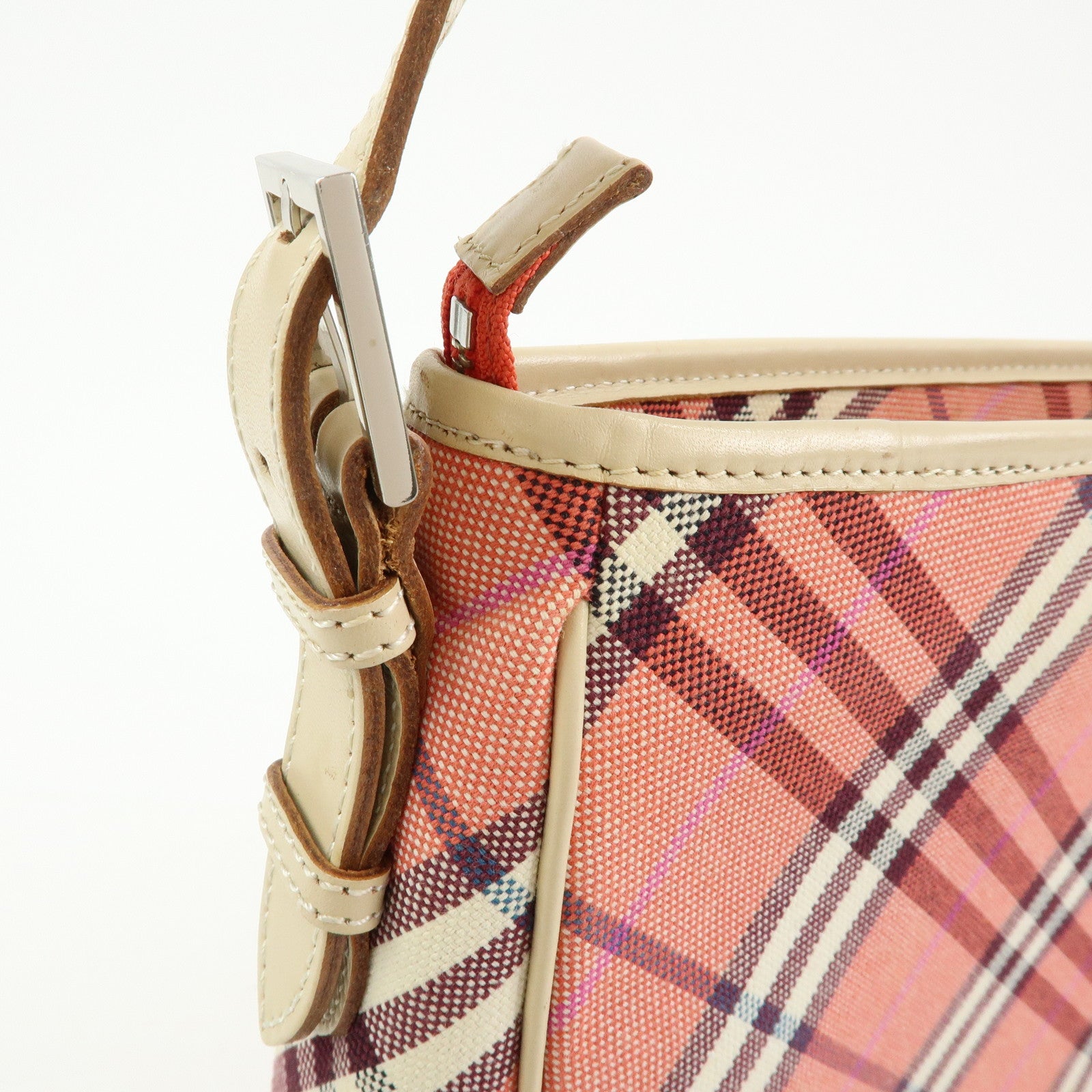 BURBERRY Blue Label Canvas Leather Shoulder Bag Hand Bag Pink Beige