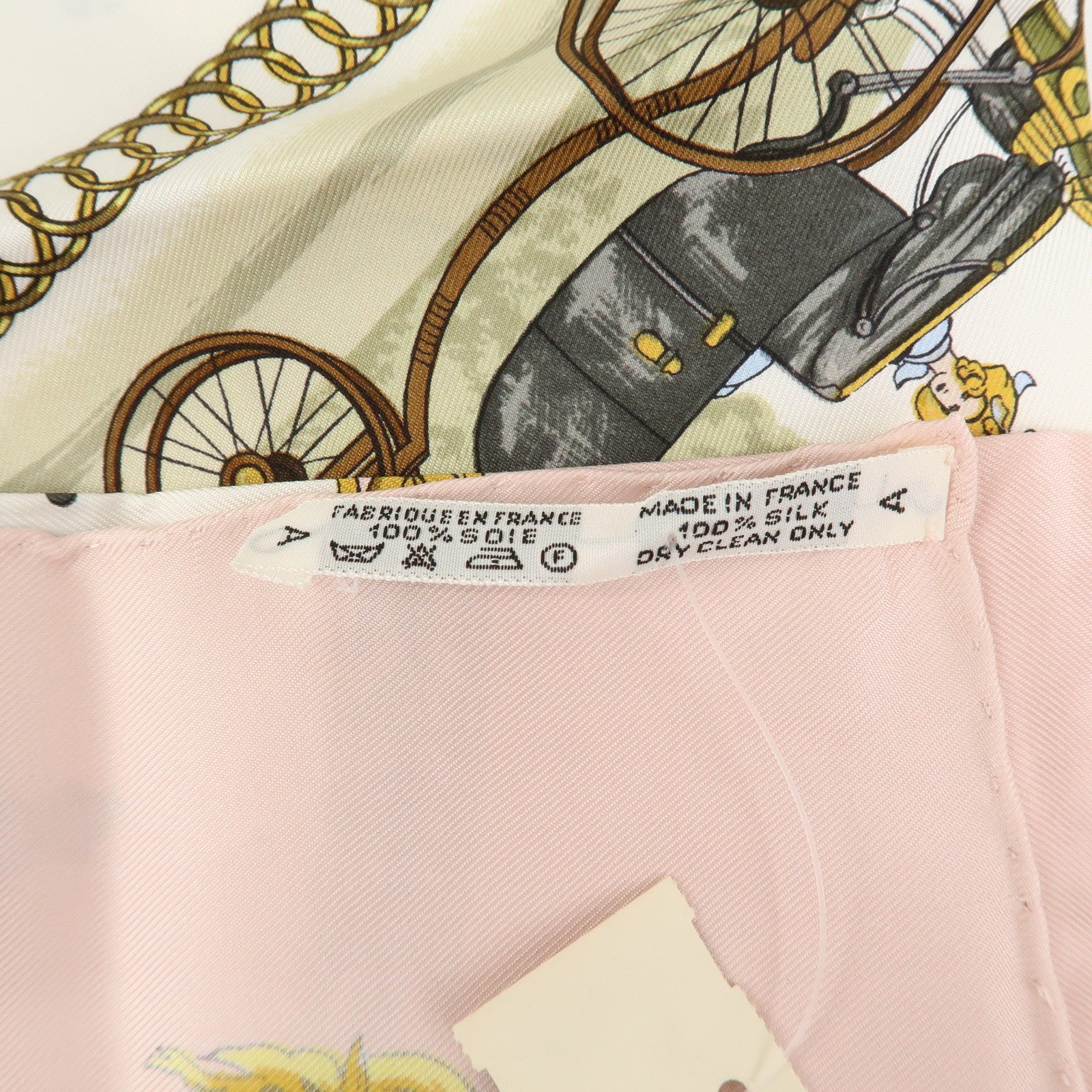 HERMES Carre 90 Silk 100% Scarf LA PROMENADE DE LONGCHAMPS White