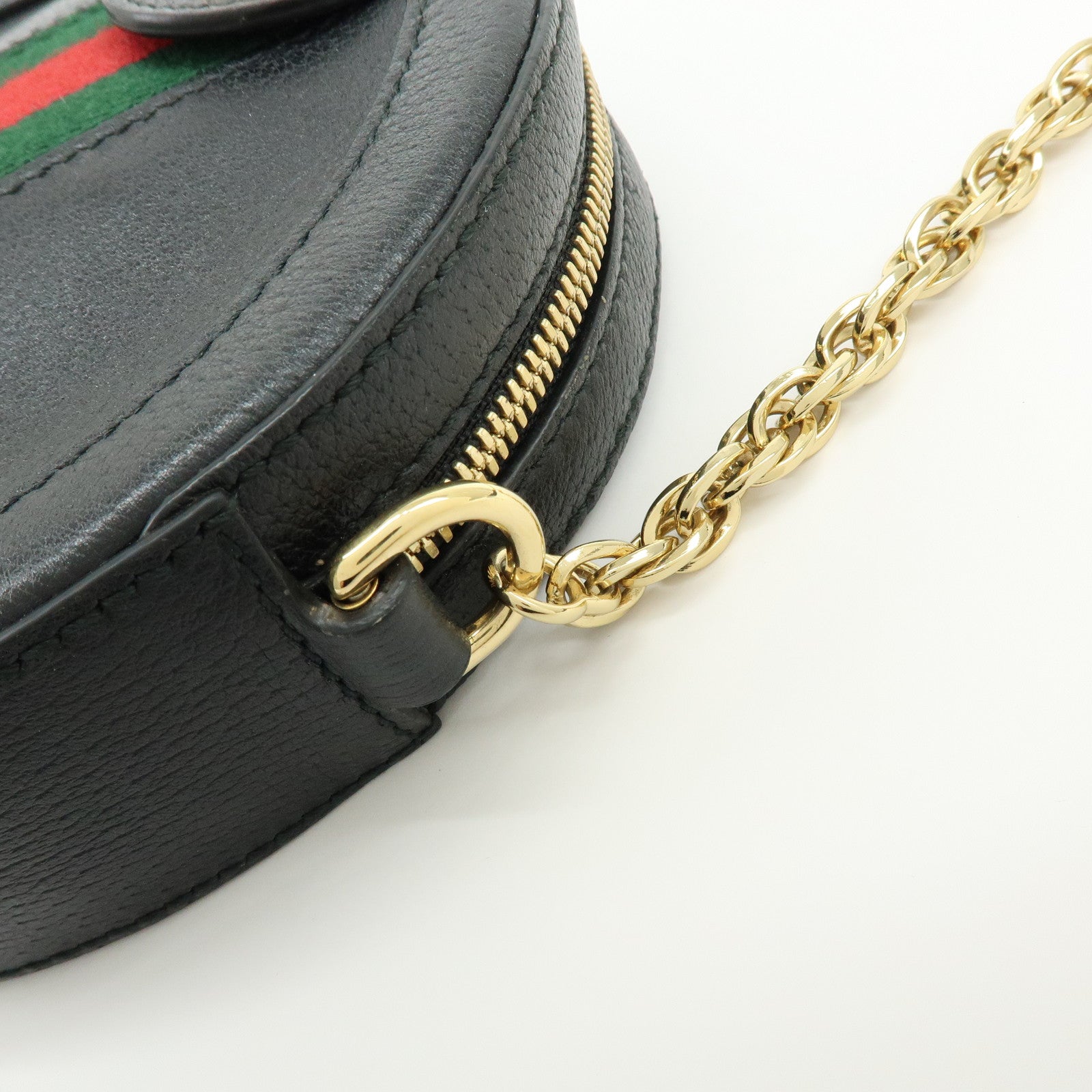 GUCCI Ophidia Sherry Calf Leather Round Chain Shoulder Bag 550618