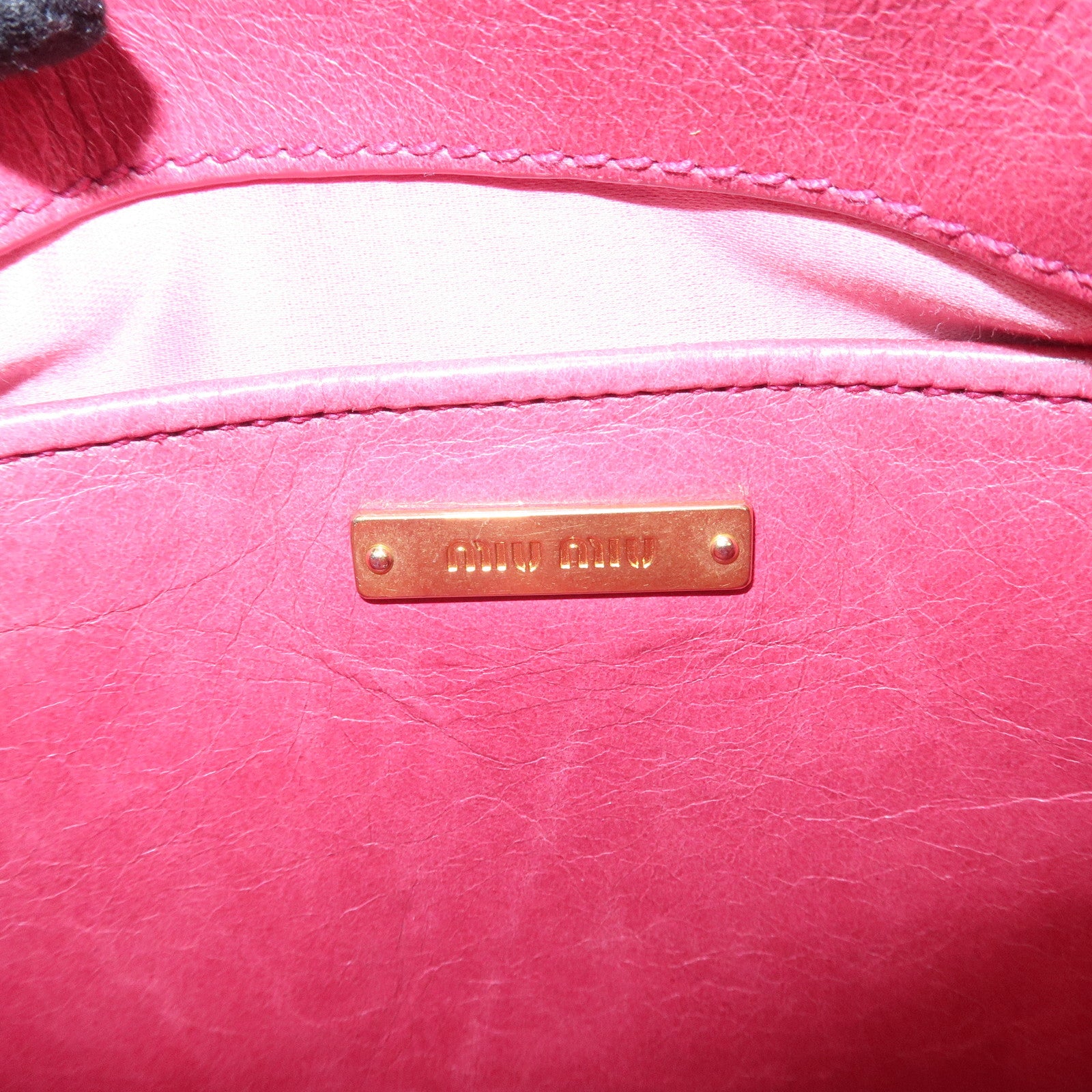 MIU MIU Logo Leather 2Way Bag Hand Bag Shoulder Bag Pink 5BB104