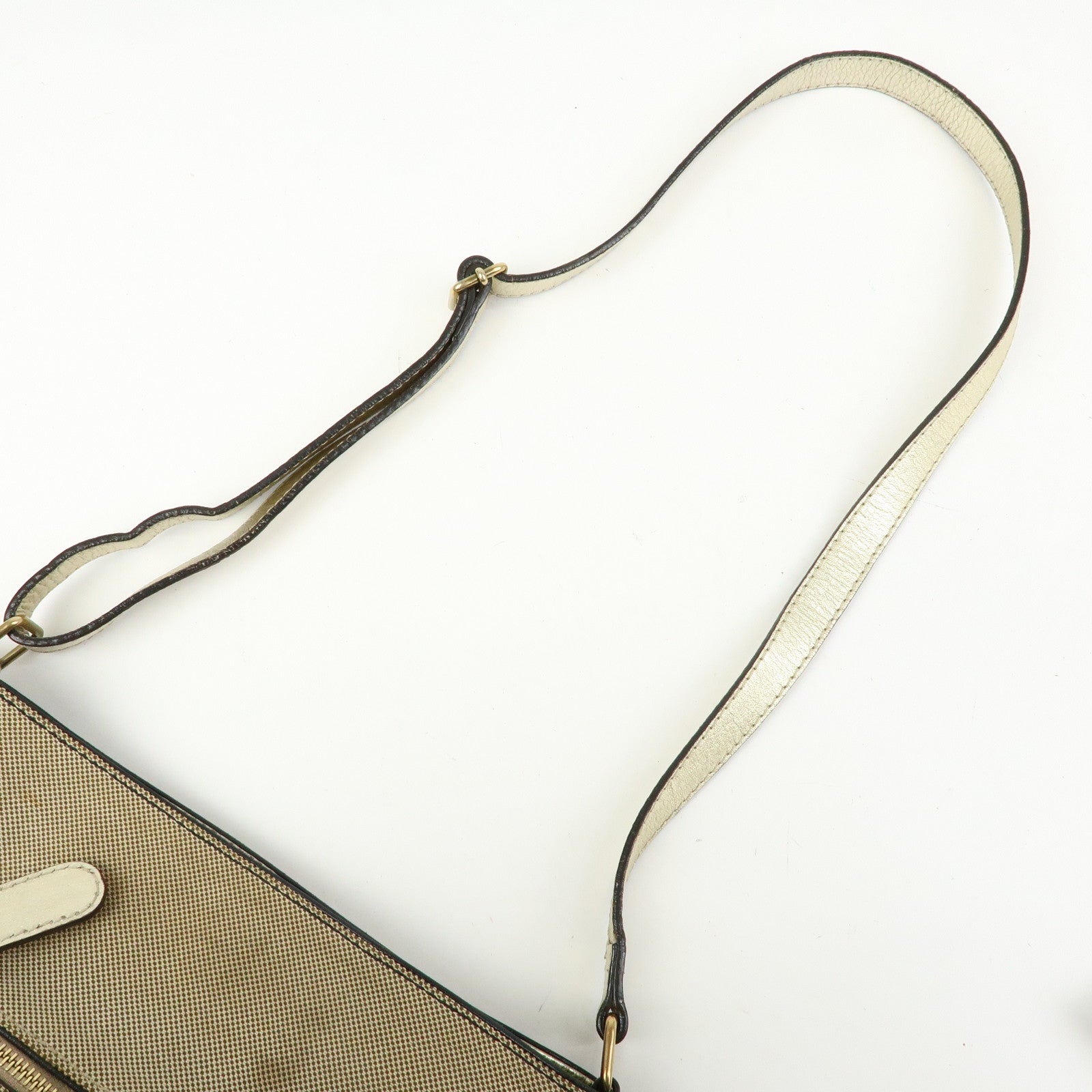 Chloe Harley Canvas Leather Shoulder Crossbody Bag Beige Gold