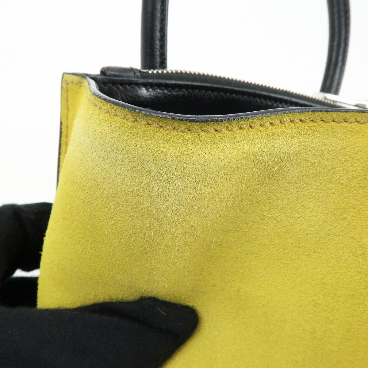 PRADA Triangle Logo Pony Leather 2Way Bag Hand Bag Shoulder Bag