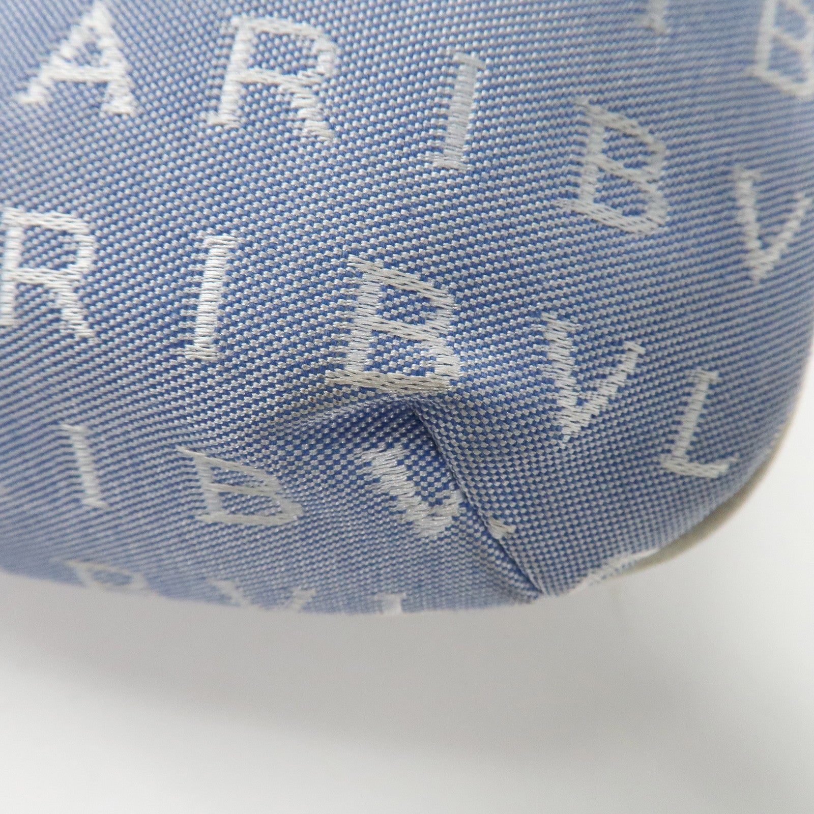 BVLGARI Logo Mania Leather Canvas Shoulder Bag Ivory Light Blue Used