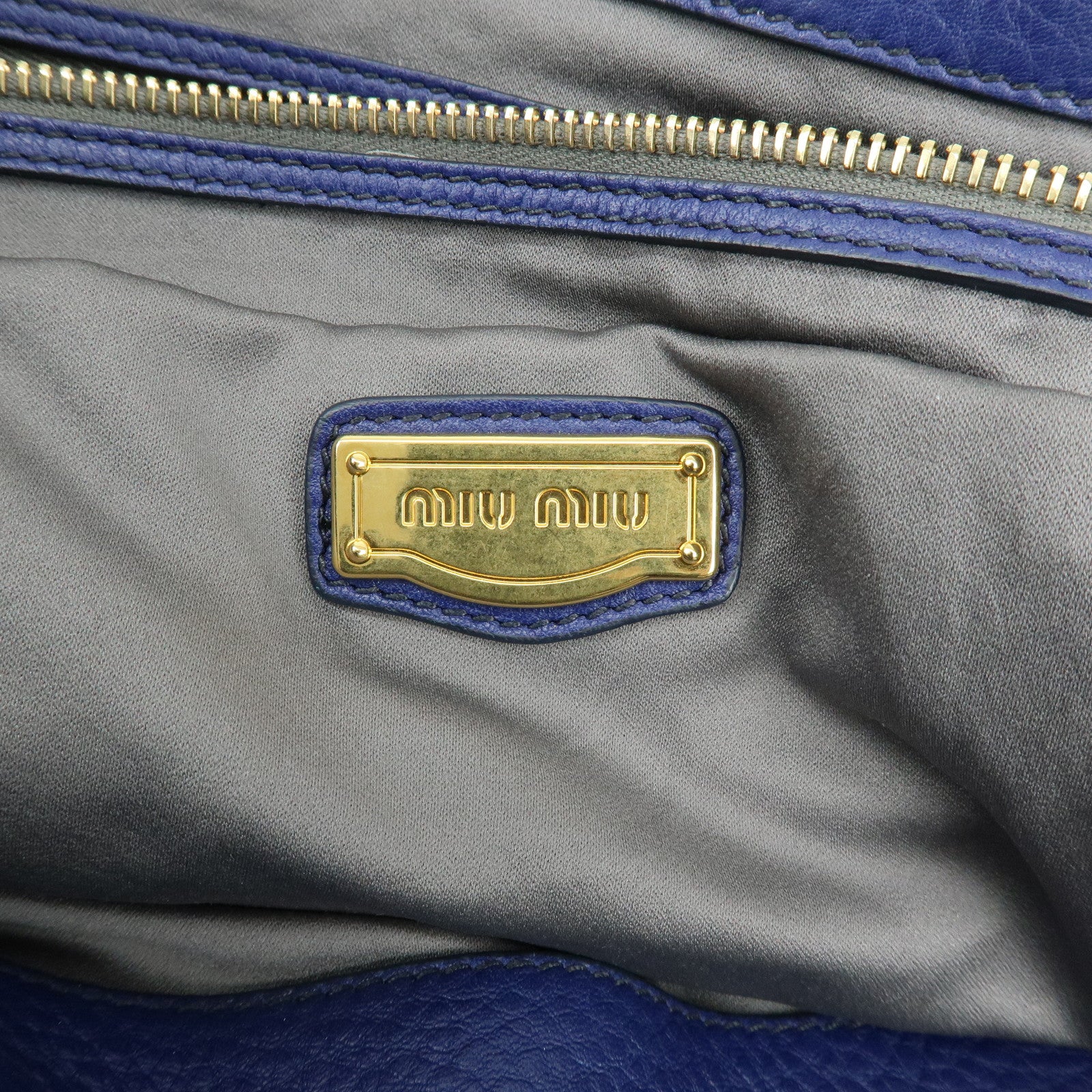 MIU MIU Leather 2Way Bag Hand Bag Shoulder Bag Blue