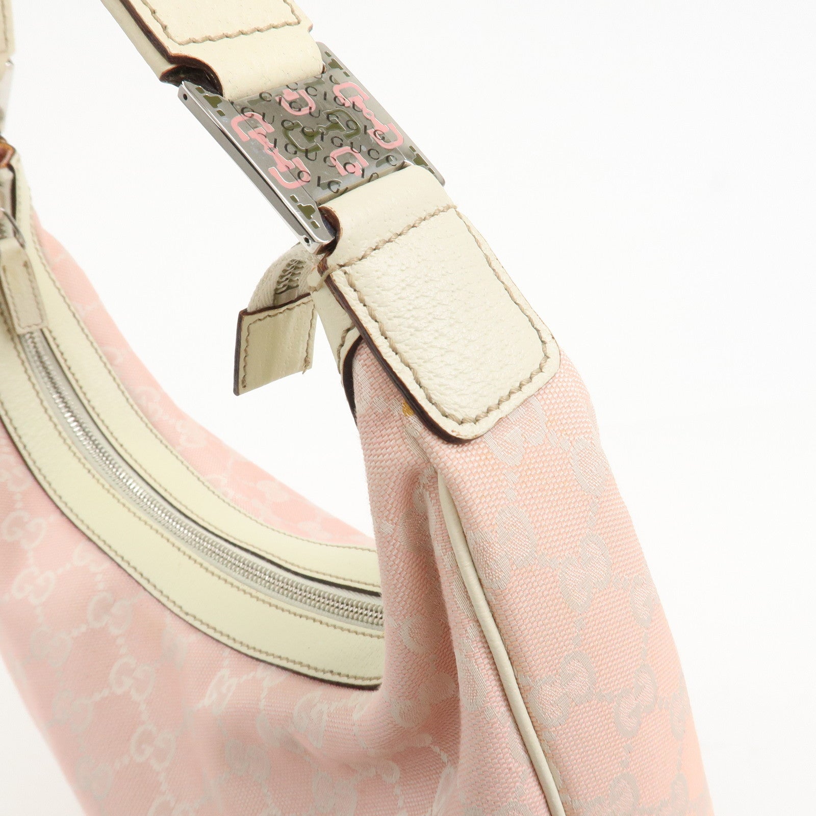 GUCCI Sherry Line GG Canvas Leather Shoulder Bag Pink 145757