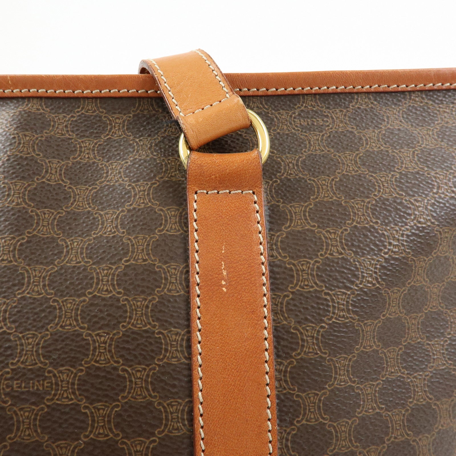 CELINE Macadam PVC Leather Tote Bag Shoulder Bag Brown