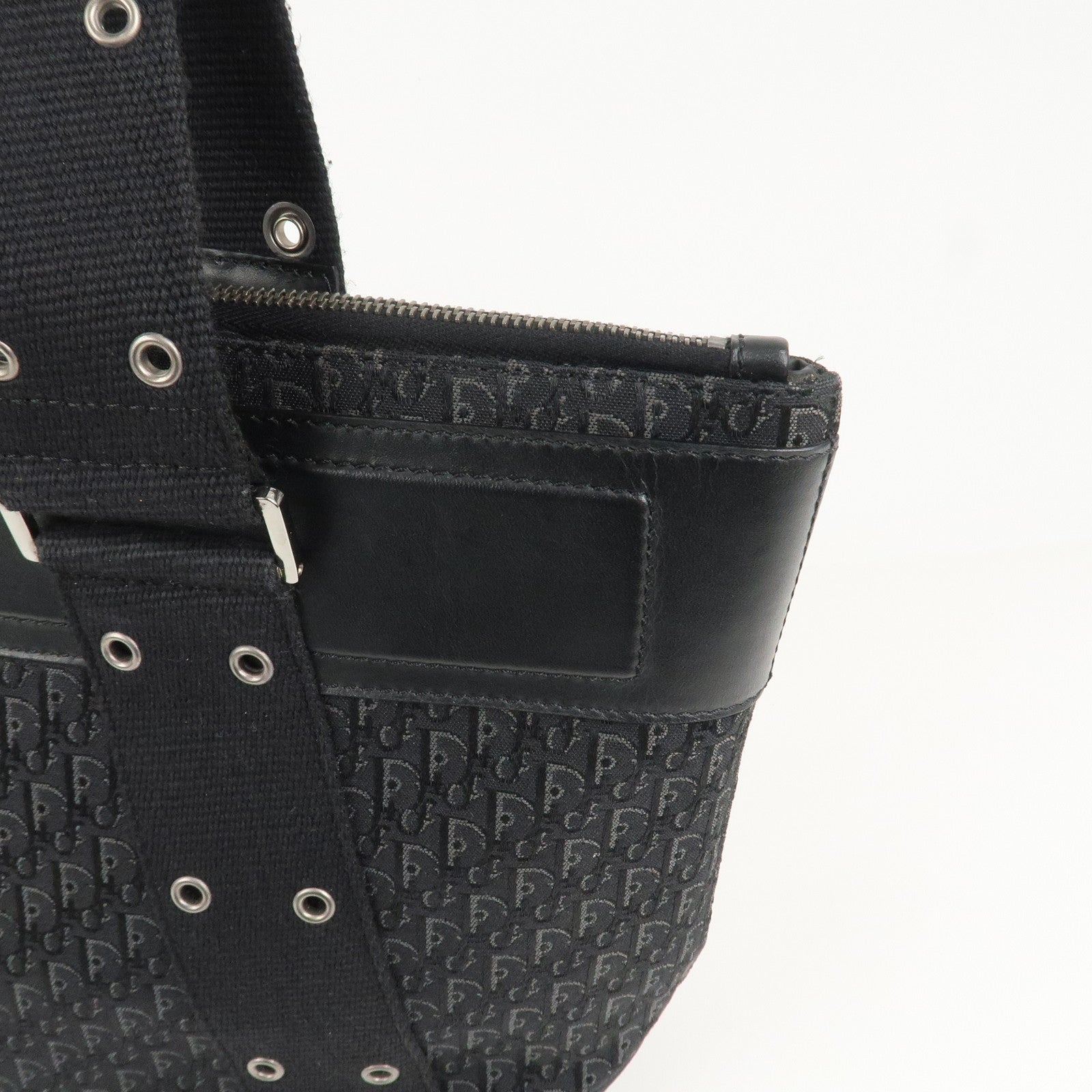 Christian Dior Trotter Canvas Leather Hand Bag Tote Bag Black