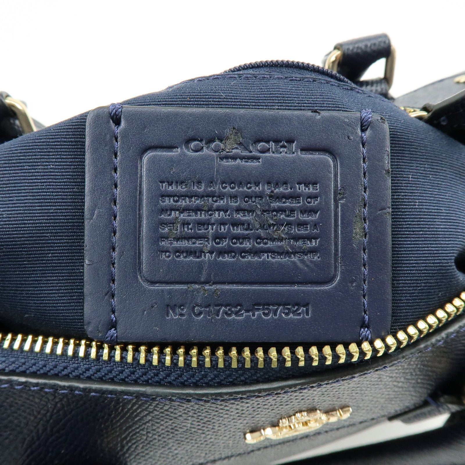 COACH Leather 2Way Shoulder Bag Hand Bag Navy