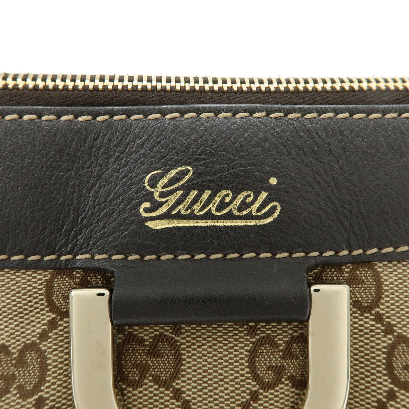 GUCCI Abbey GG Canvas Leather Shoulder Crossbody Bag Brown 203257